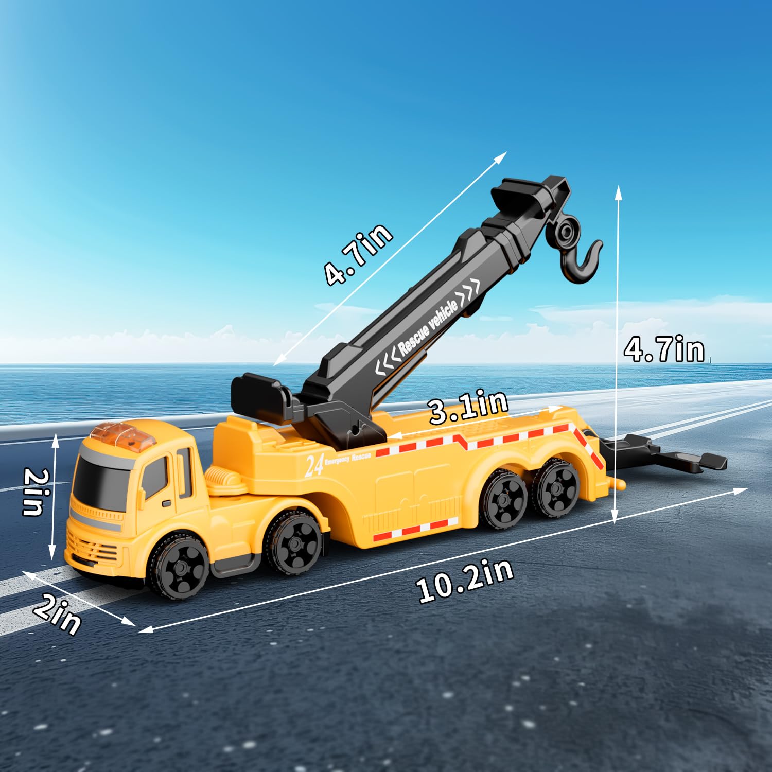 GizmoVine Tow Truck Toy - 360° Crane Arm & Loading Function for Kids 3+ 3
