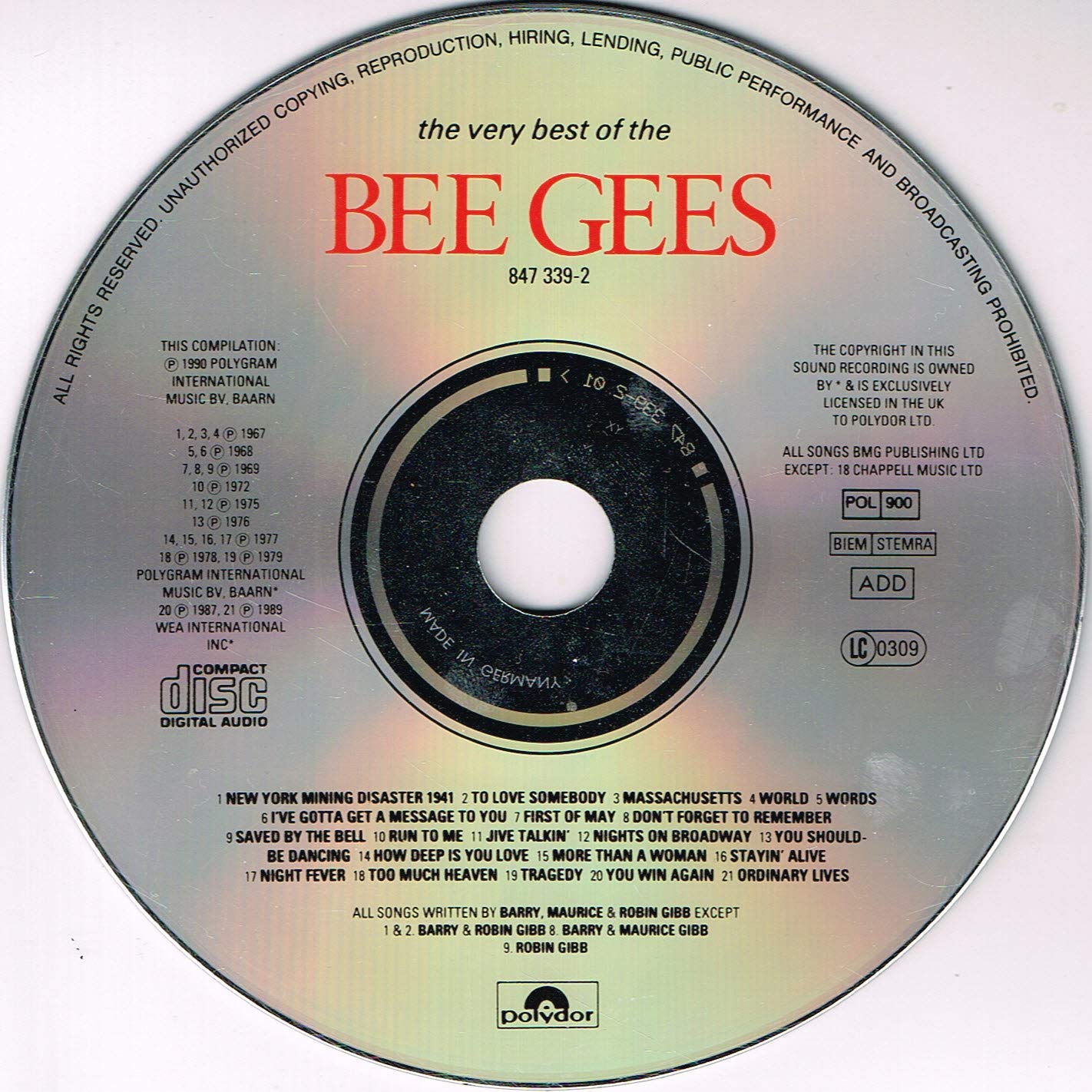 Bee Gees - The Very Best Of Audio CD 3