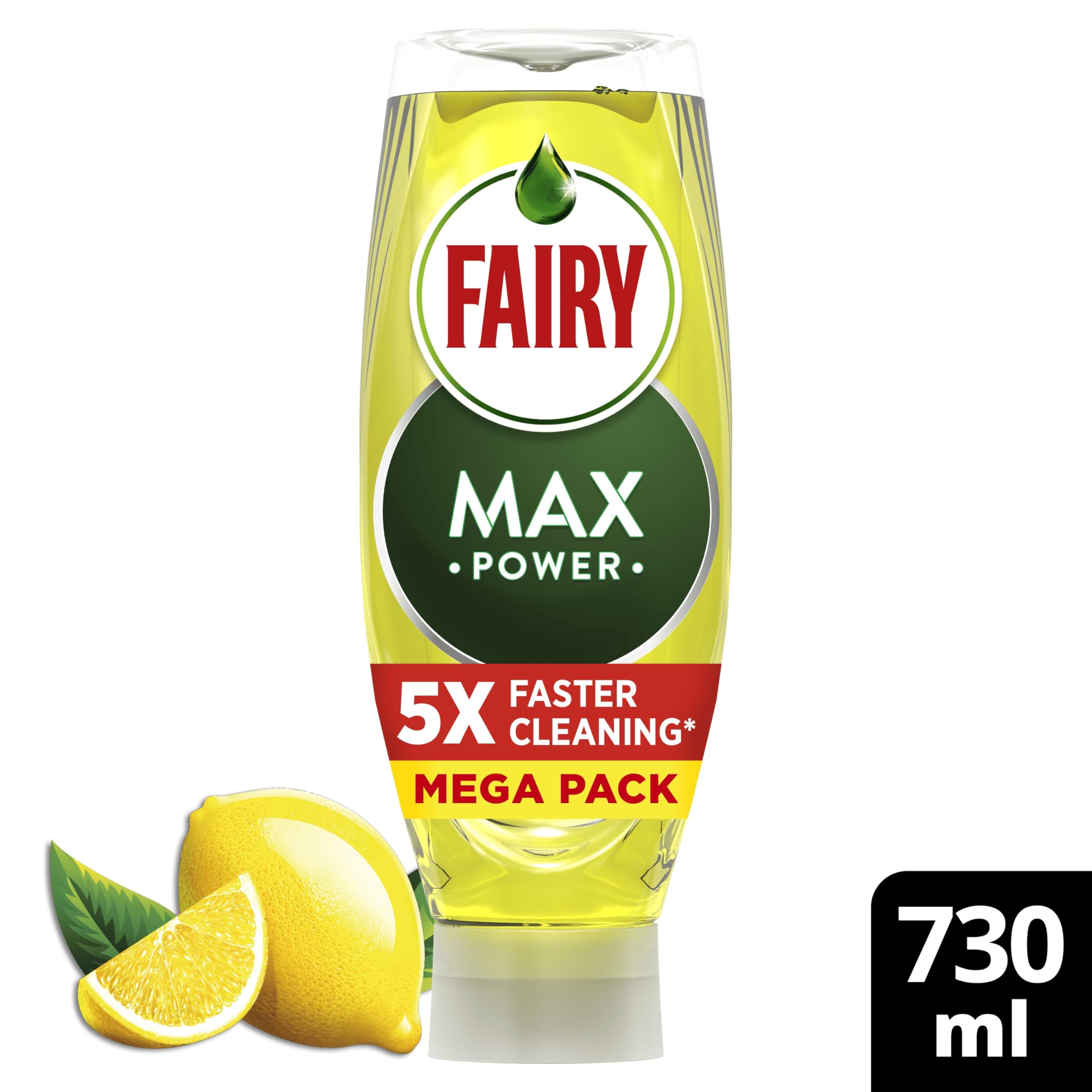 Fairy Max Power Washing Up Liquid Lemon 730ML - Easy and Effortless Cleaning 10