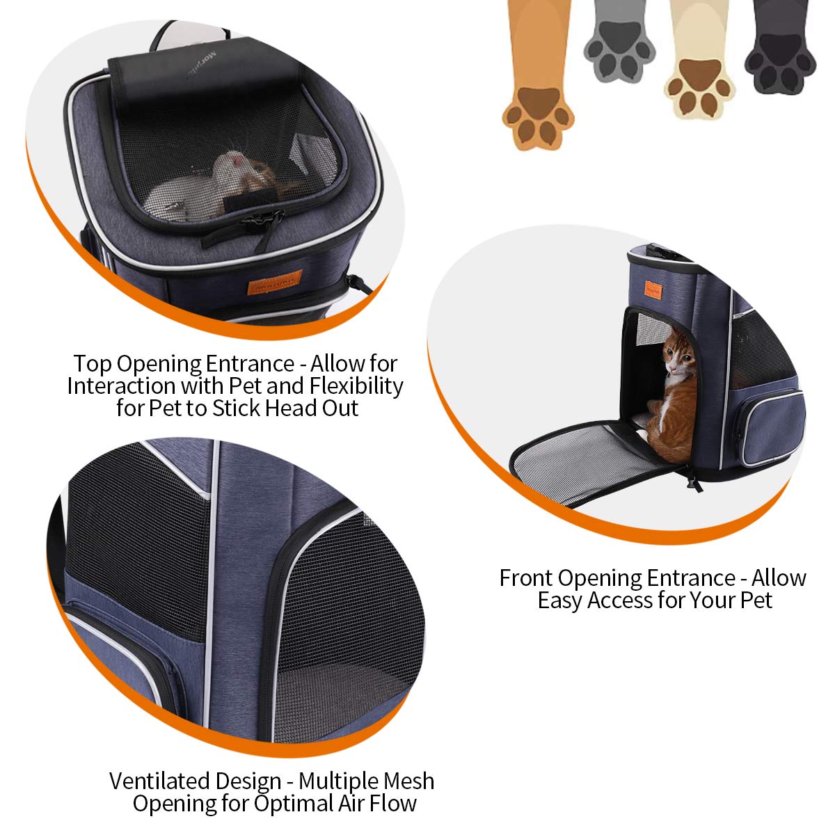 morpilot Pet Carrier Backpack - Airline Approved for Cats & Small Dogs up to 7 kg | Foldable 7