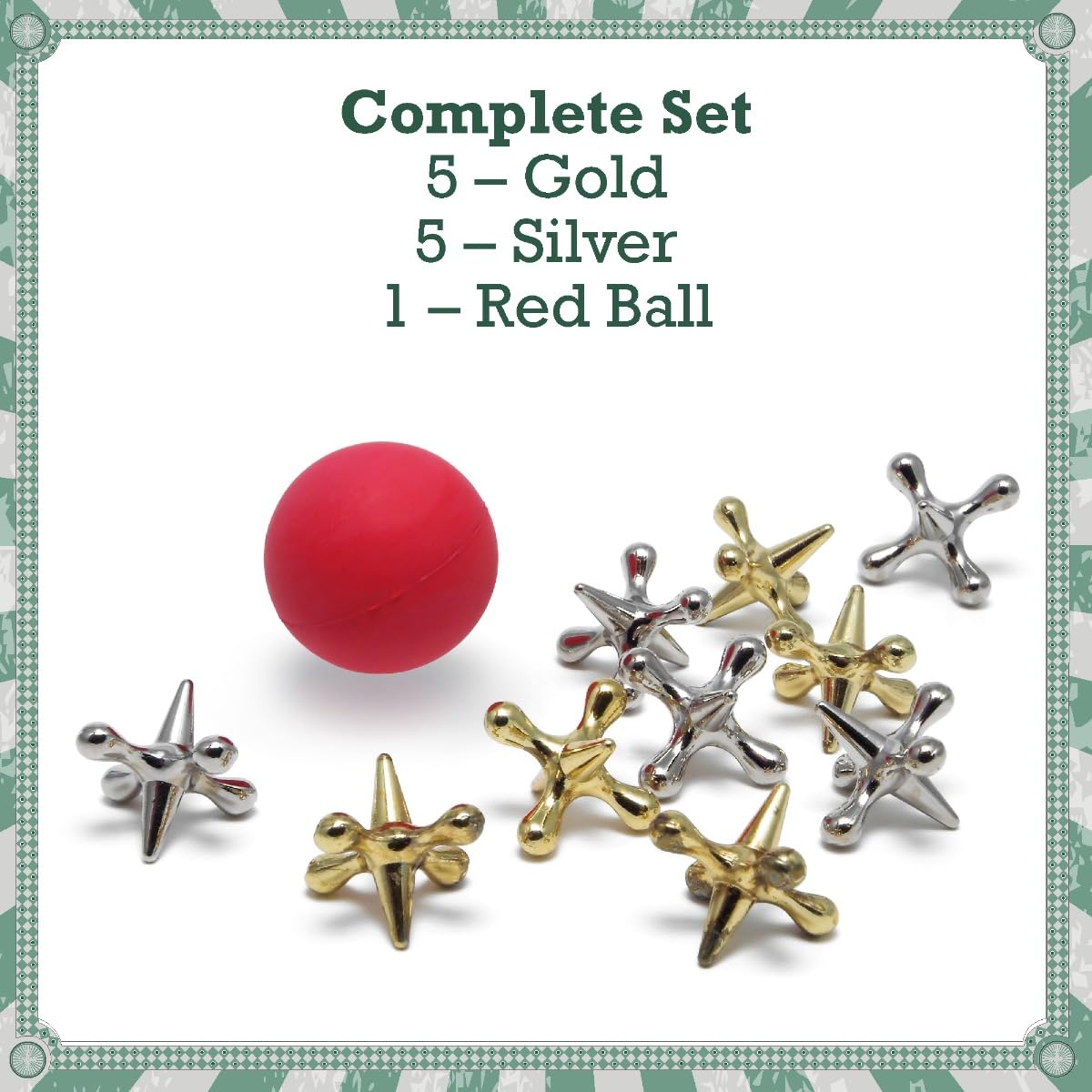 Toyrific Jacks Classic Metal Game Set with 9 Pieces and Ball 8