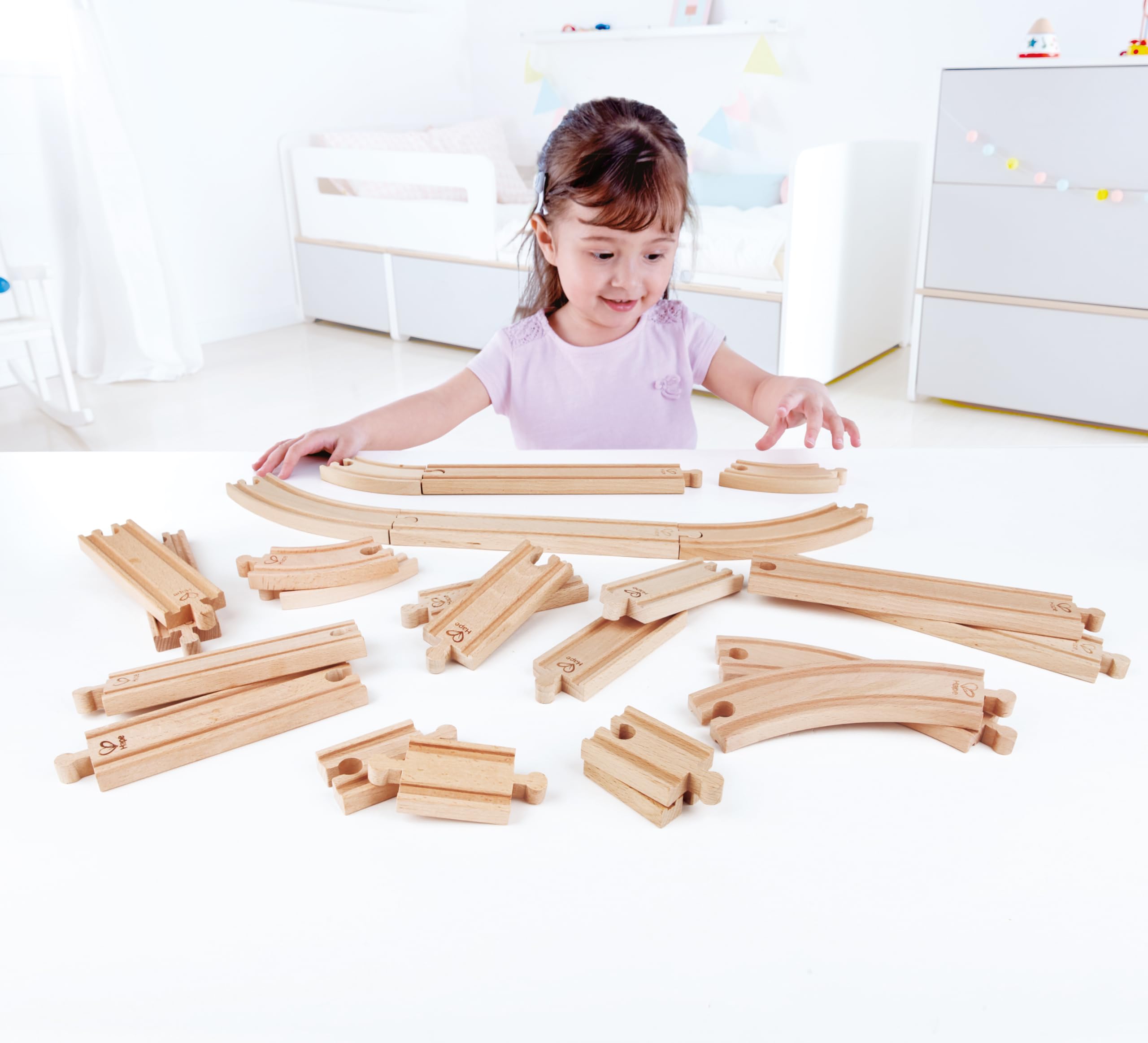 Hape E3707 Super Expansion Rail Pack - Wooden Train Track Accessory for Building Sets 8