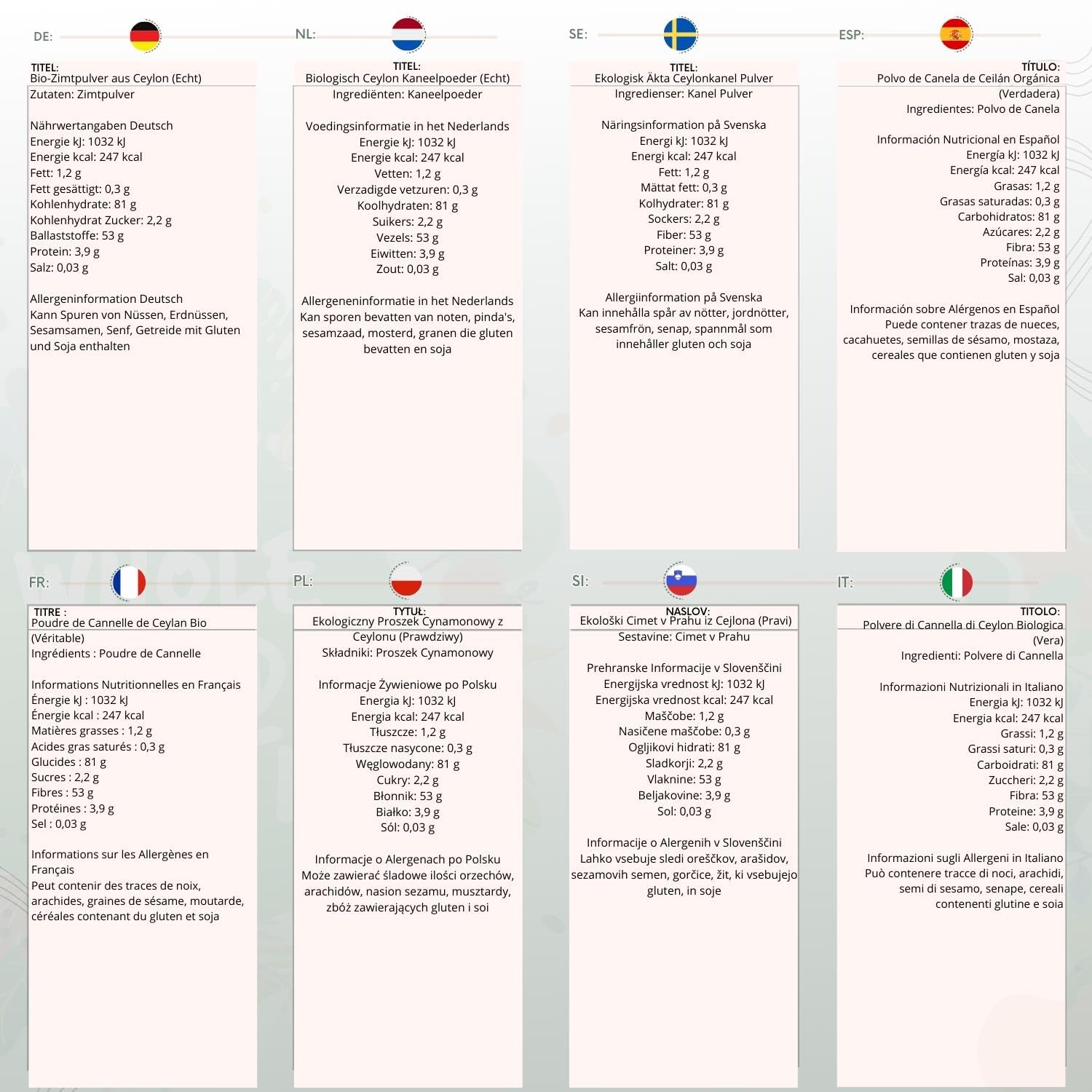 Wholefood Earth Bio-Ceylon-Zimtpulver (echt) 125 g roh aus Sri Lanka