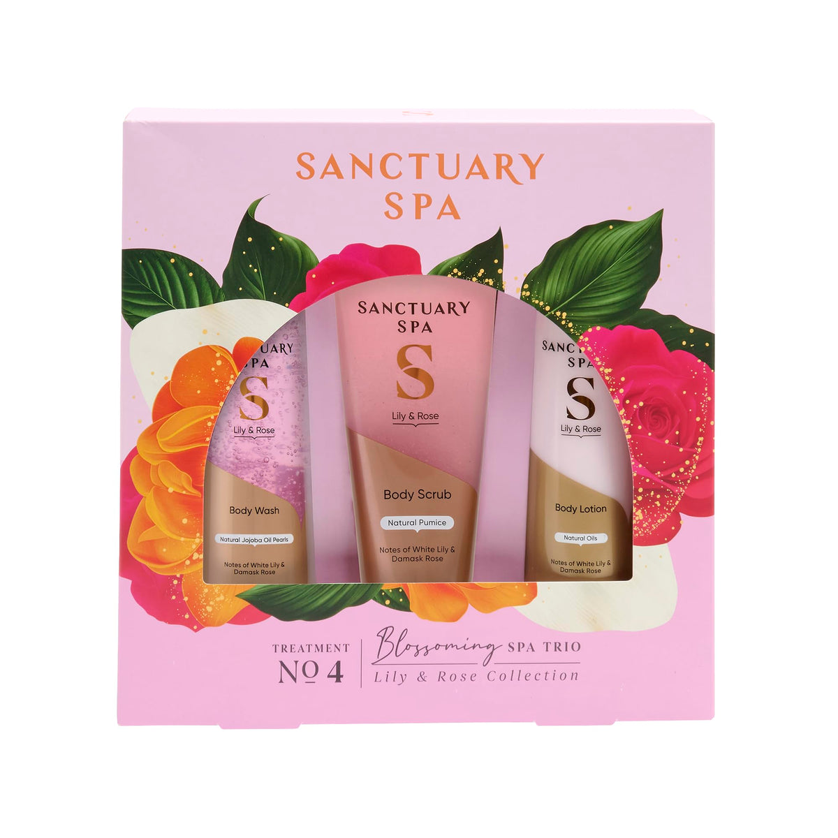Sanctuary Spa Lily & Rose Blossoming Spa Trio Gift Set - 3-Piece Body Wash, Scrub & Lotion