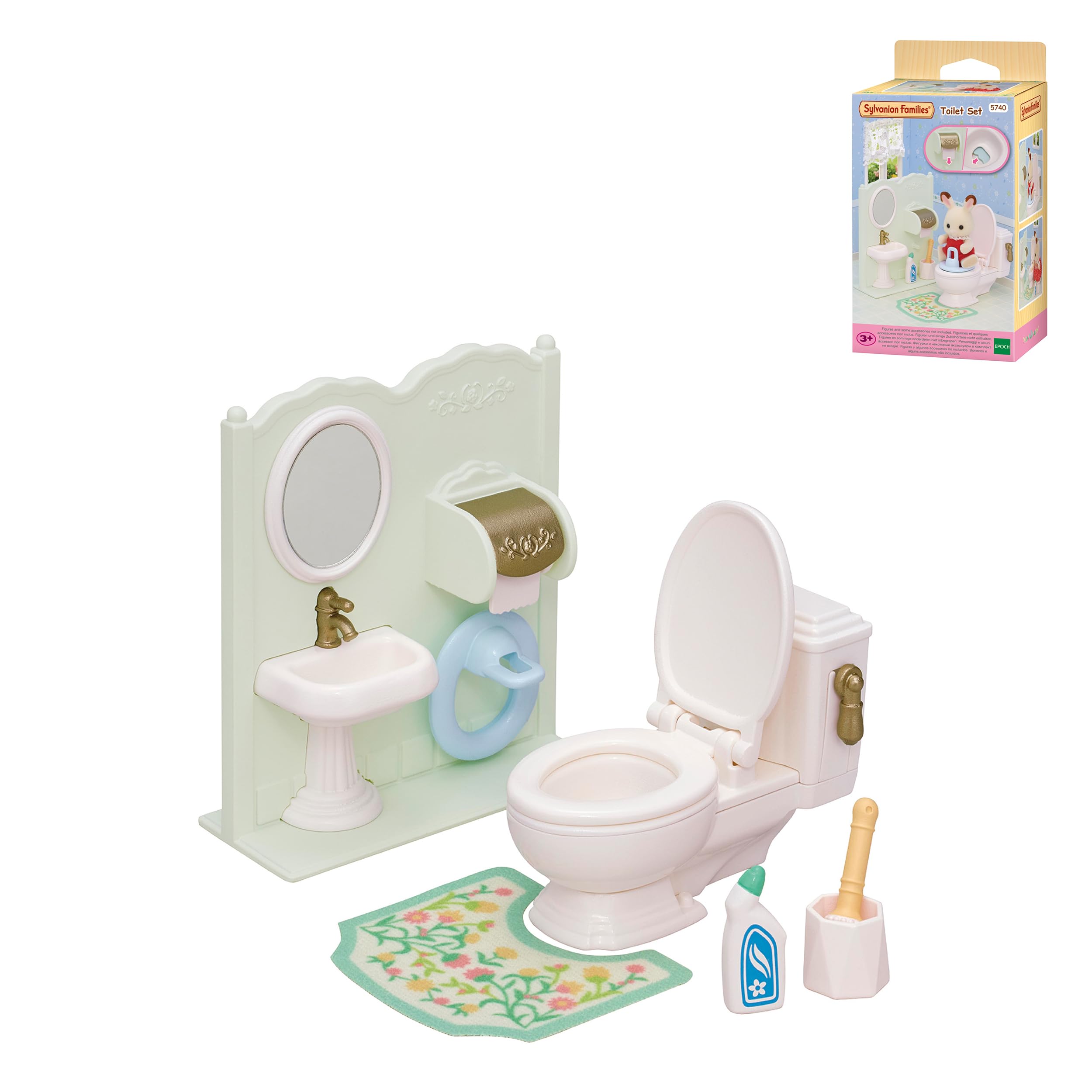 Sylvanian Families Toilet Set 5740 Dollhouse Playset | Includes 7 Pieces | Ages 3+ 2
