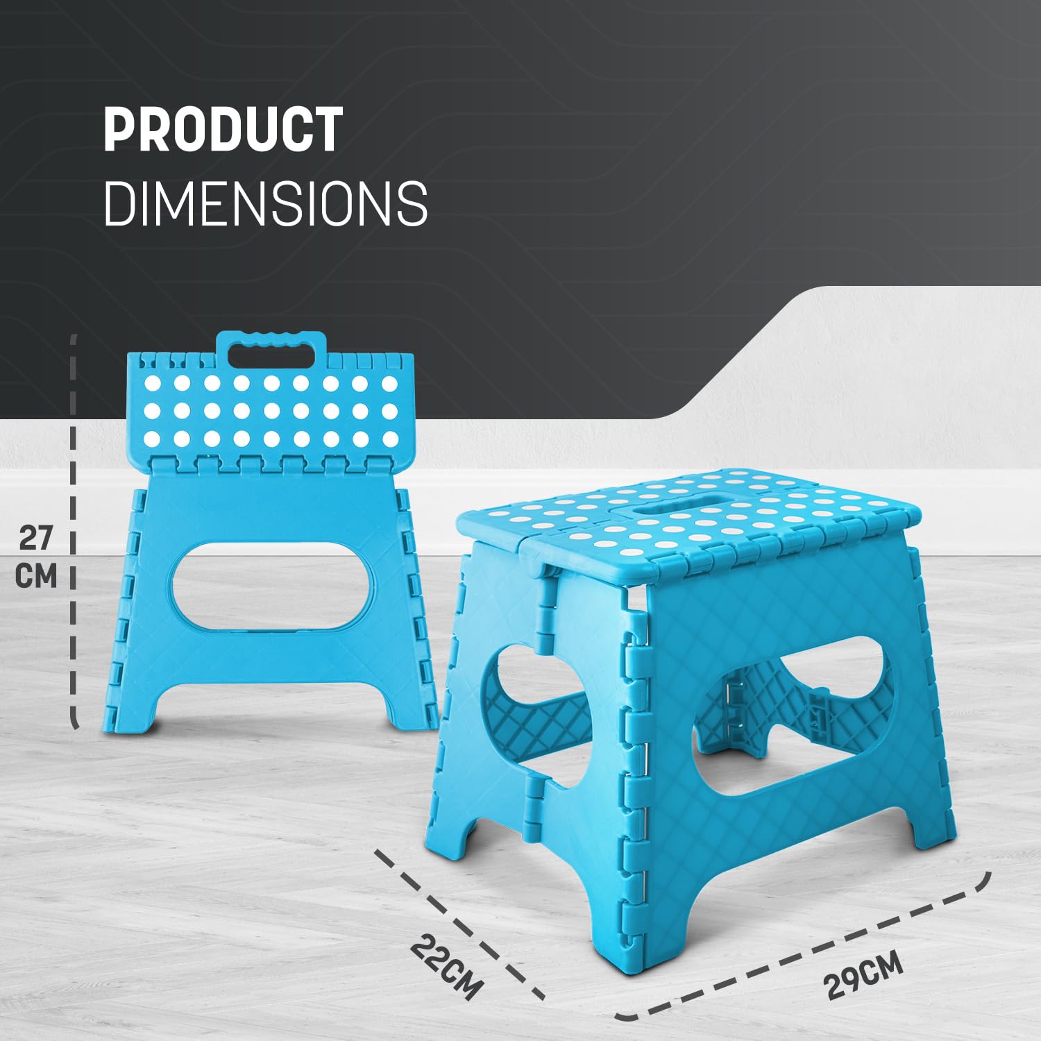 KEPLIN 11 Inch Heavy Duty Folding Step Stool | 150kg Capacity | Blue Plastic