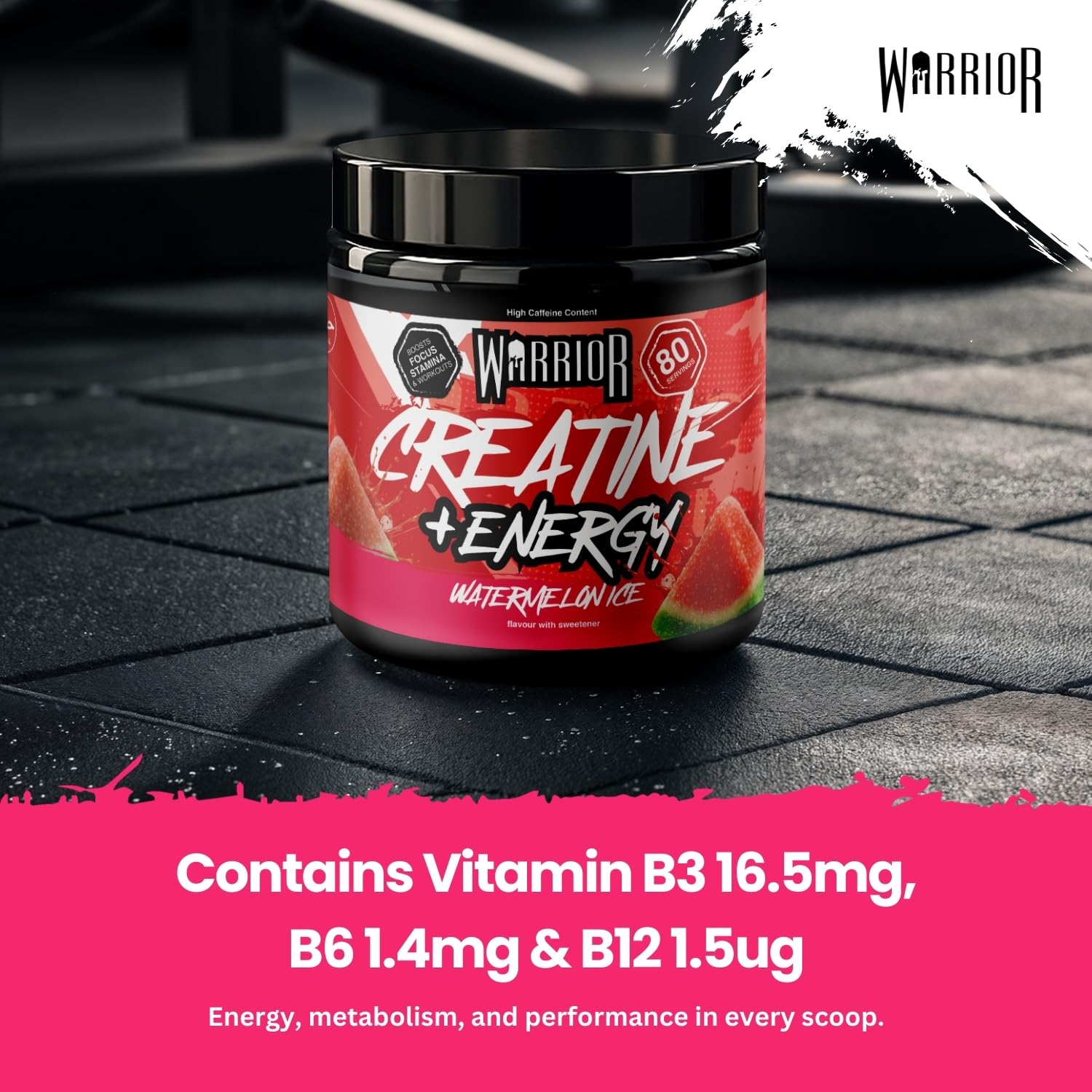 Warrior Creatine Monohydrate Powder + Energy - 360g, 80 Servings | Micronised Formula 4