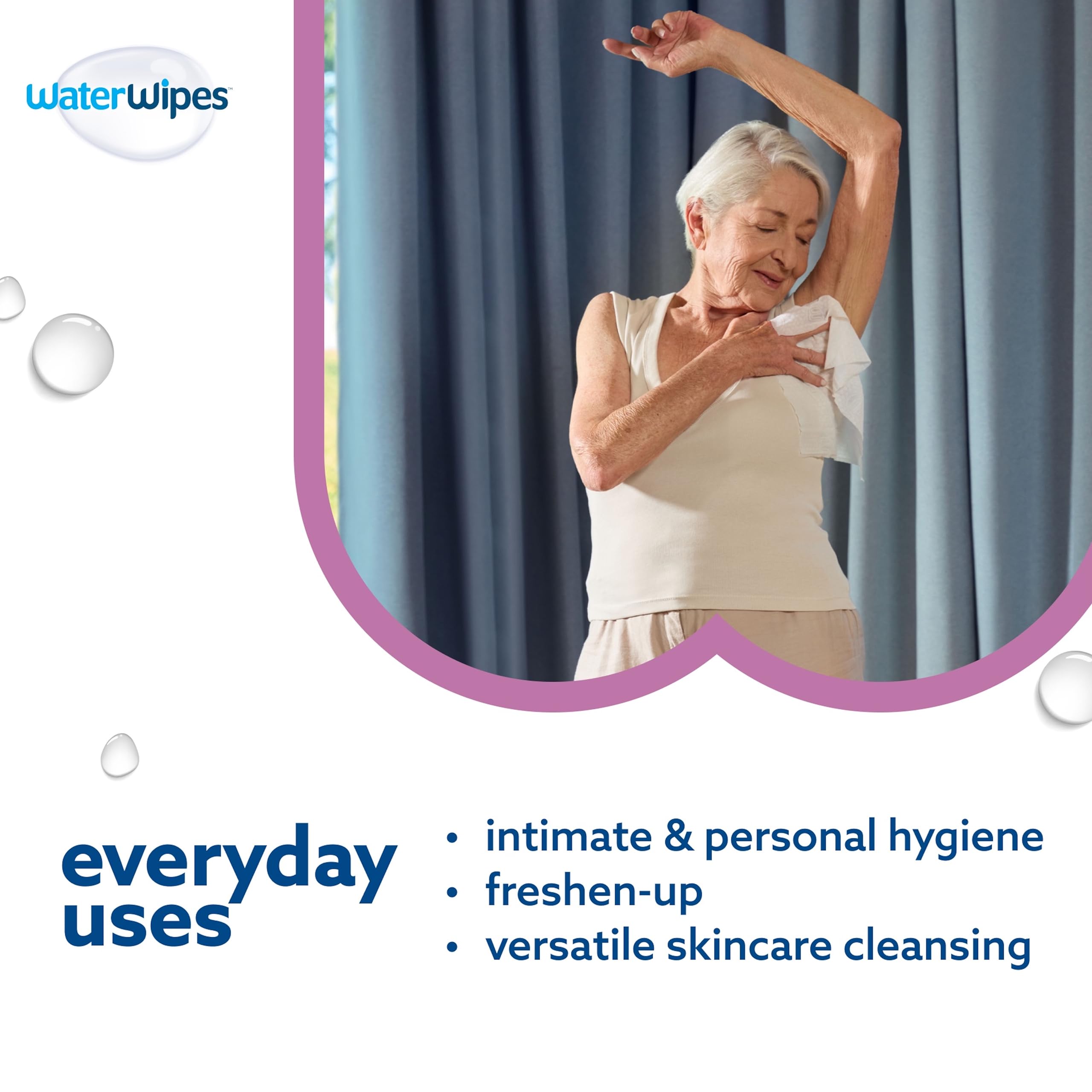 WaterWipes Sensitive+ Body & Intimate Wipes, 90 Wipes (3 Packs) - 3-in-1 Cleansing, Plastic-Free*, Plant-Based Wipes 4