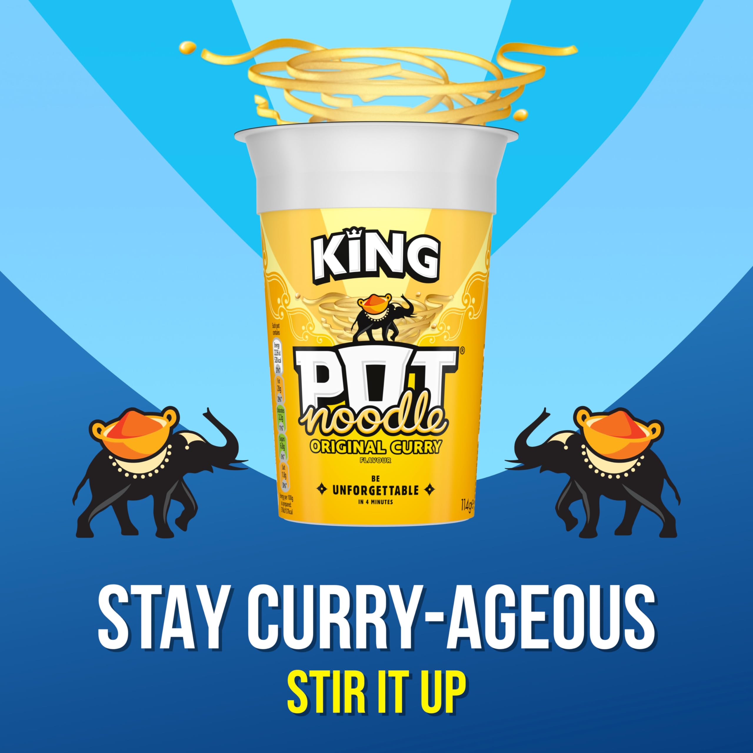 Pot Noodle King Size Original Curry Instant Vegetarian Noodle Snack 114g 3
