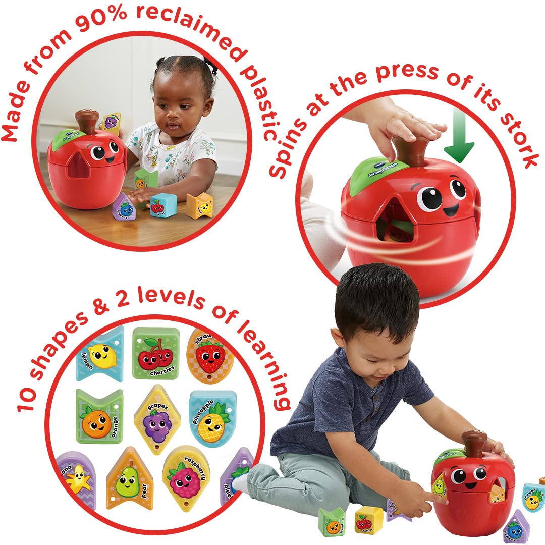 VTech Sorting Fun Apple Shape Sorter - 10 Shapes, 2 Learning Levels | Ages 1-3 Years 2