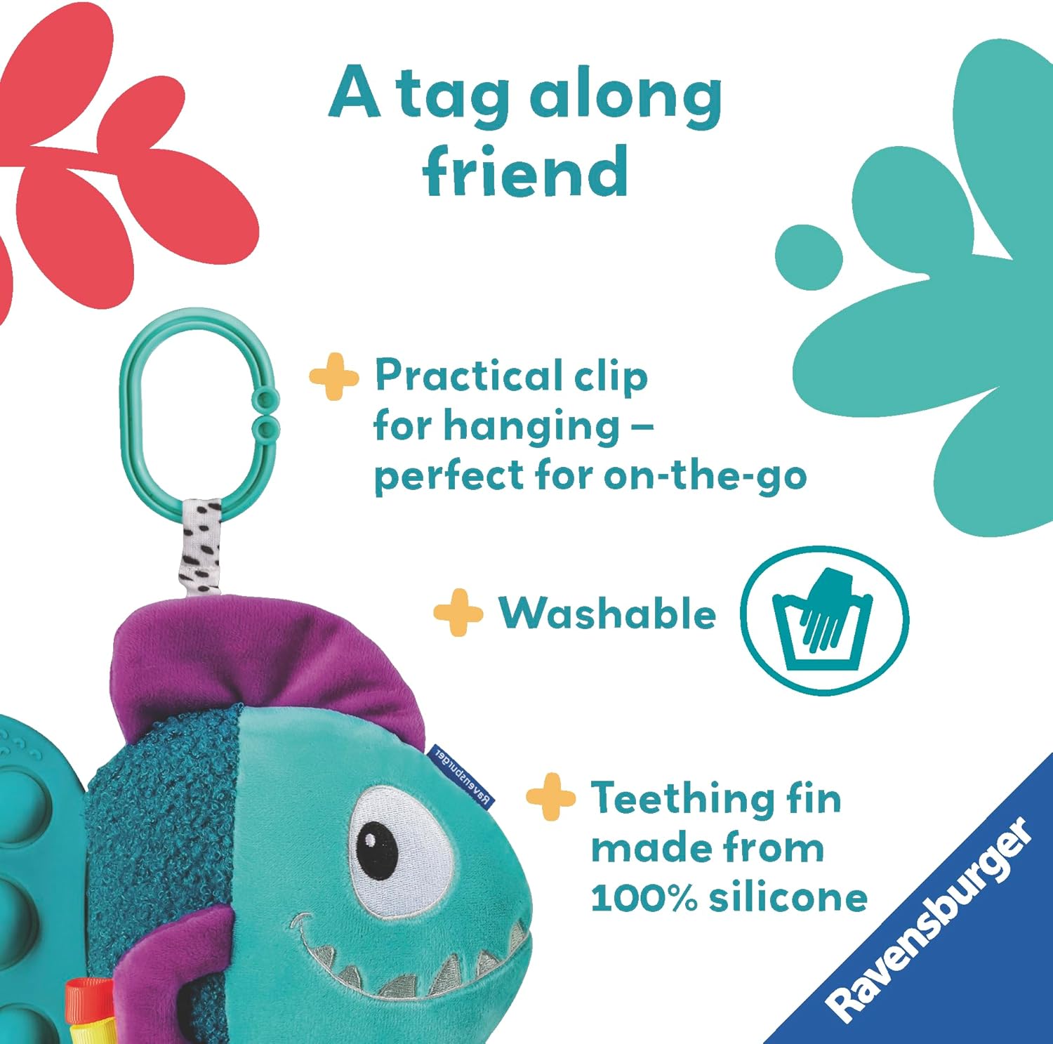 Ravensburger Play+ Pop-it Blue Piranha - Sensory Teether Toy for 0+ Months