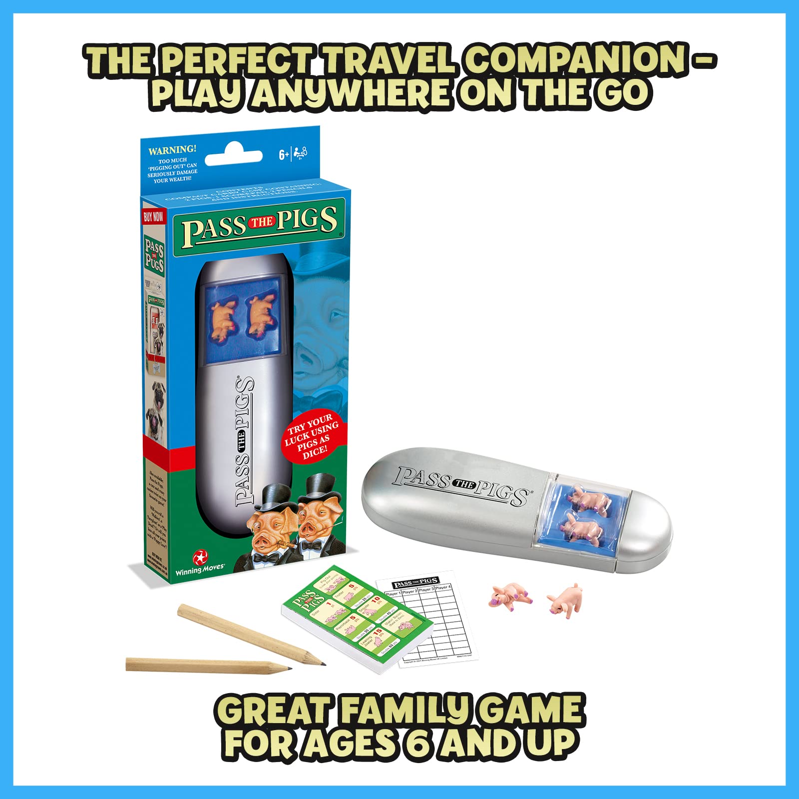 PASS THE PIGS Dice Game - Classic Party & Travel Game with 2 Pigs, Rulebook, Scorecards & Pencils 7