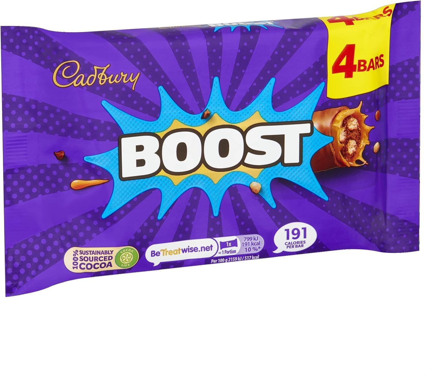 Cadbury Boost Original Chocolate Bars with Biscuit & Caramel in Milk Chocolate, 4 x 37g 5