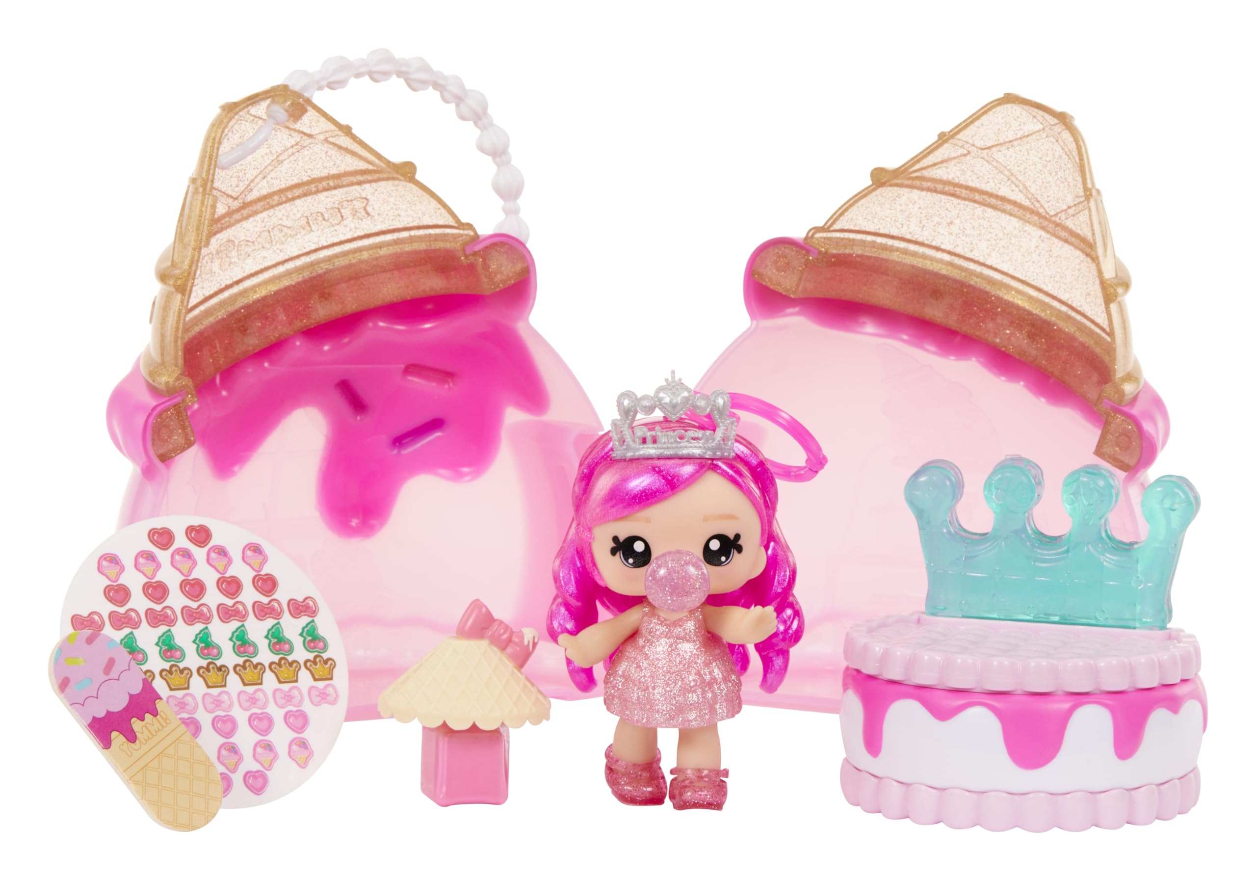Yummiland Beauty Bag Playset - Ice Cream Cone with Bianca Bubblegum Lip Gloss Doll & Real Nail Care Accessories