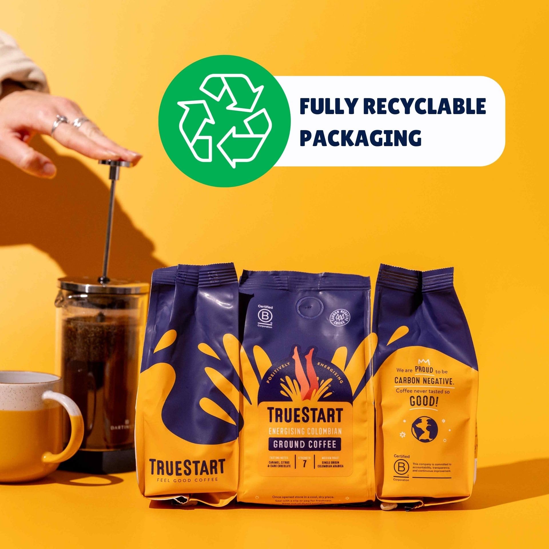 TRUESTART Energising Colombian Ground Coffee - Mycotoxin-Free, Medium Roast Arabica | 1kg 3