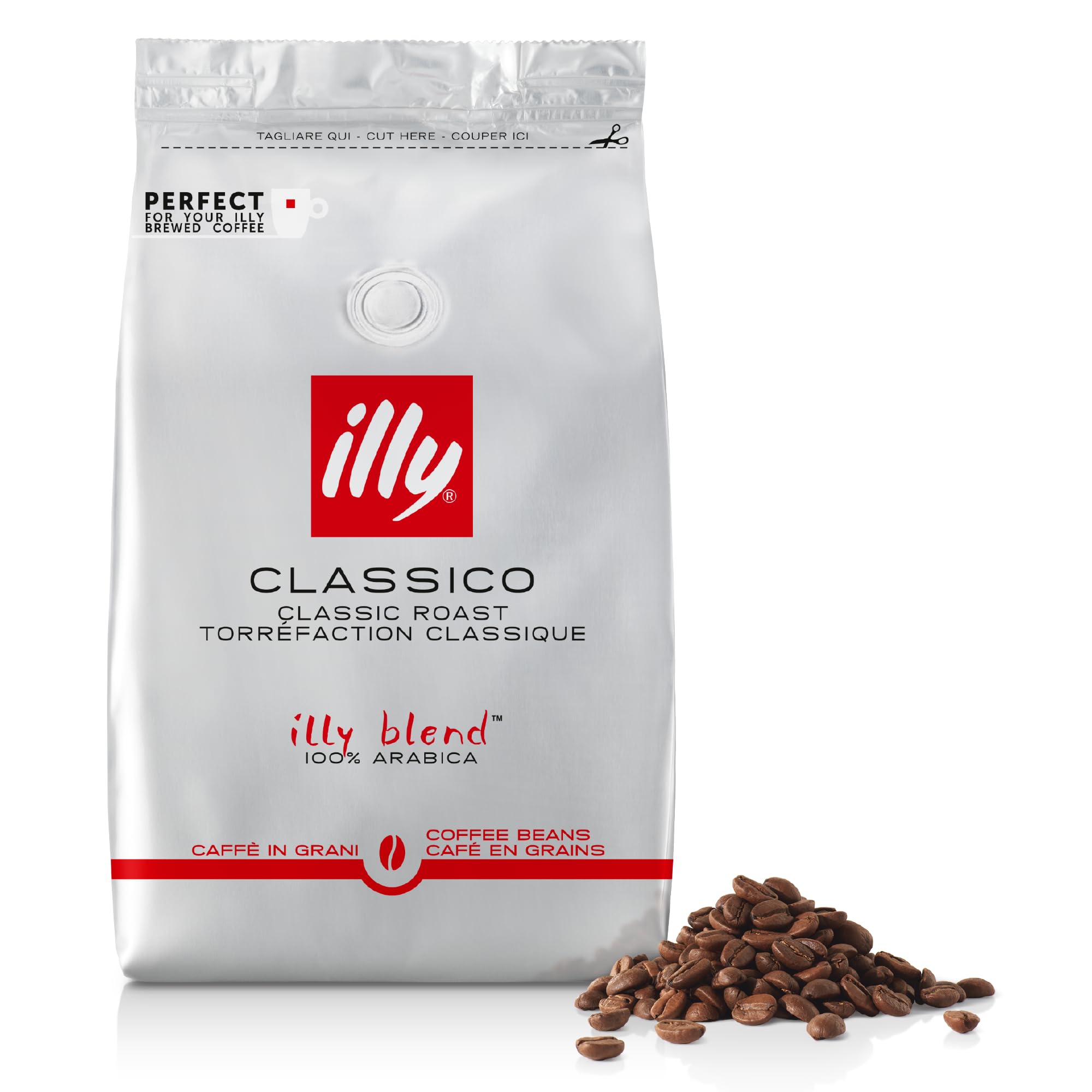 illy Classico Medium Roast Whole Bean Coffee - 100% Arabica - 500g Refill Pouch