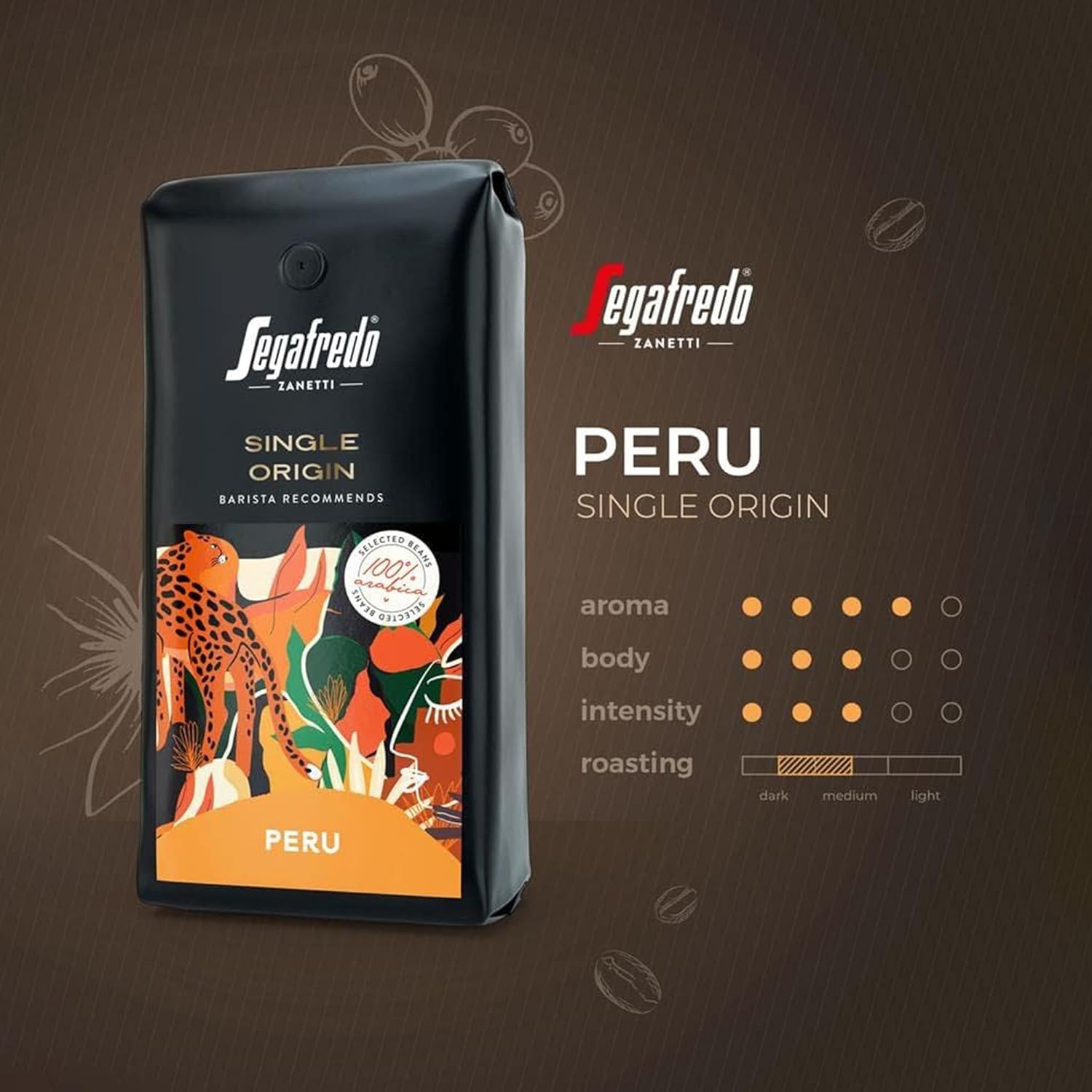 Segafredo Zanetti Single Origin Perù 100 % Arabica-Kaffeebohnen – 1 kg ganze Bohne 4