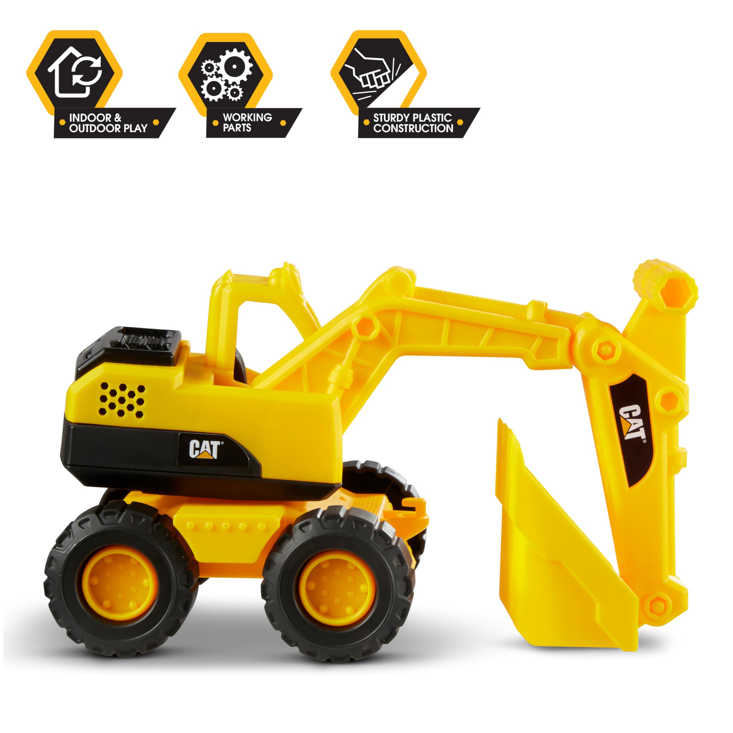 CAT Excavator Vehicle - 10" Articulated Construction Toy for Kids 2-6 3