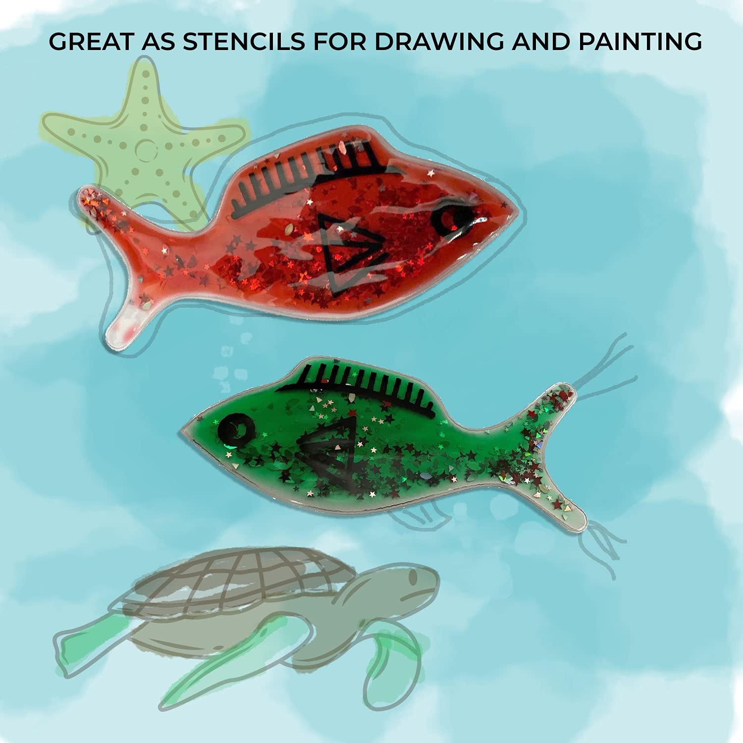 Gel Squidgy Sparkle Sensory Fish Fidget Toys - 4 Pack for Tactile Play