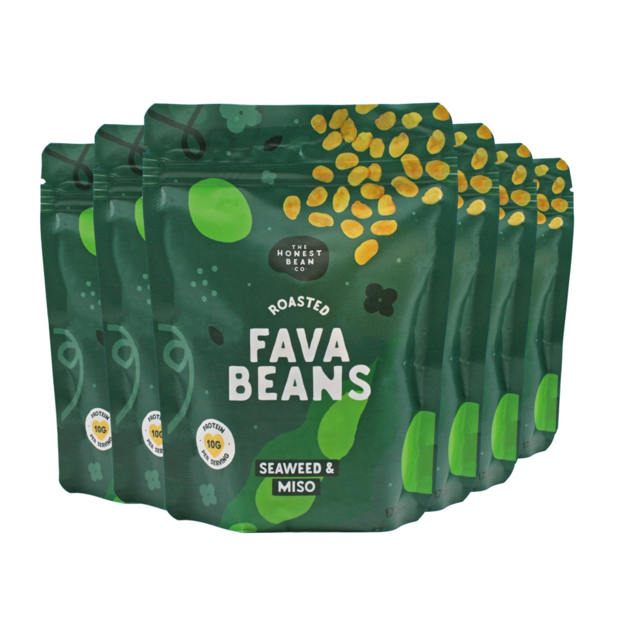 The Honest Bean Co Roasted Fava Bean Snack - Seaweed & Miso Flavor | 120g Pack of 6 1