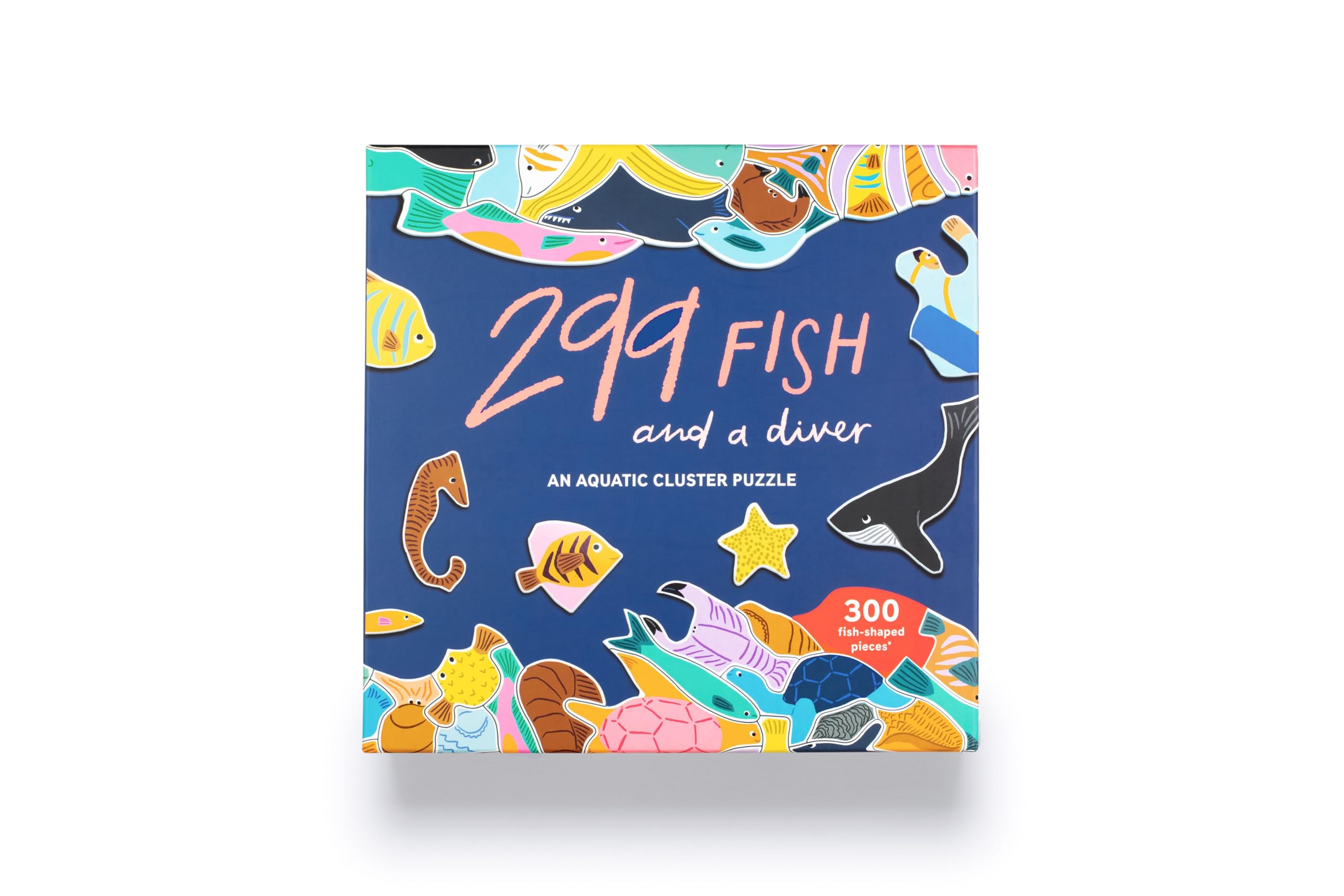 Laurence King 299 Fish and a Diver Cluster Jigsaw Puzzle - 300 Pieces | Unique Shapes | Includes Poster 1