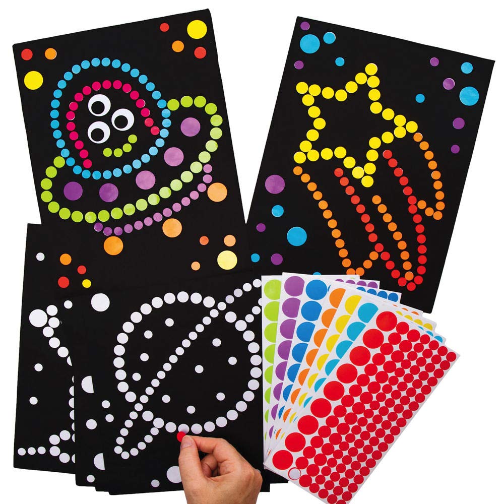 Baker Ross Solar System Sticker Art Kit - Dotty Picture Craft for Kids, Pack of 8