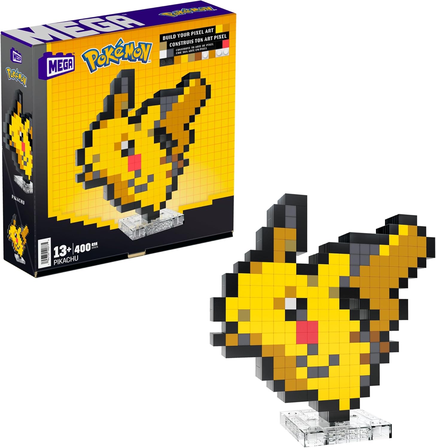 MEGA Pokémon Pikachu Building Set - 400-Piece Pixel Art Figure for Adult Collectors