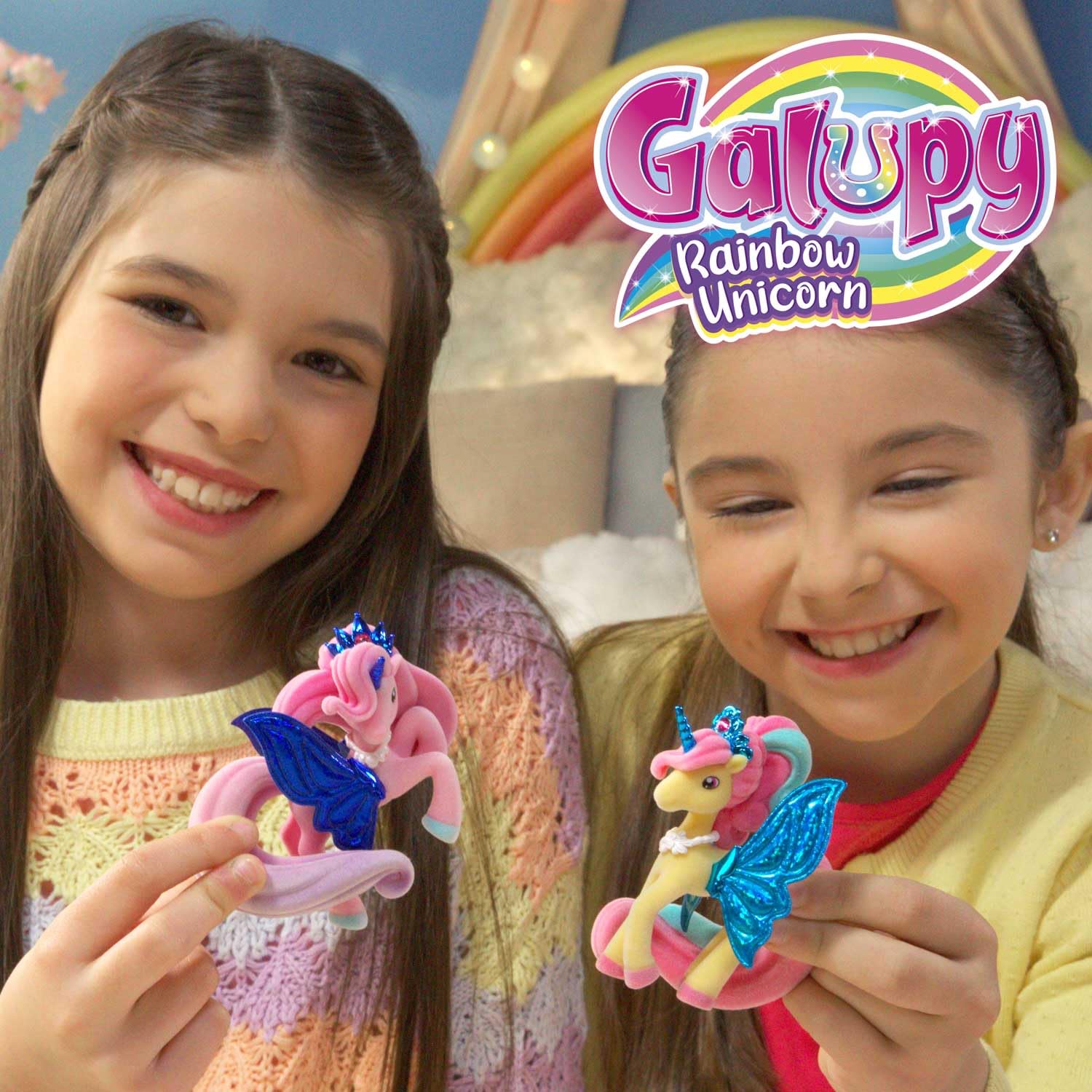 Galupy Rainbow Unicorn Toy Set - 3 Pack Collectible Figures with Swarovski Crystals