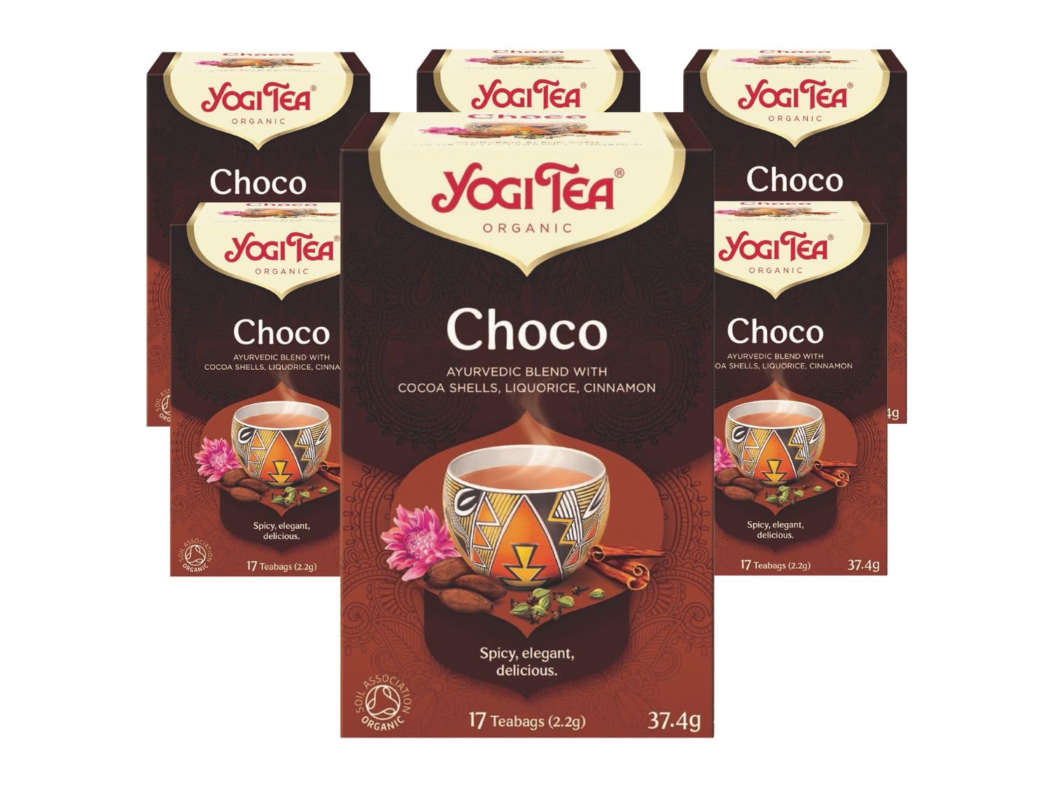 YOGI TEA - Choco Organic Spice and Herbal Tea, Chocolate Taste, Blend of Cocoa, Liquorice and Cinnamon, 102 Tea Bags (6 x 17)