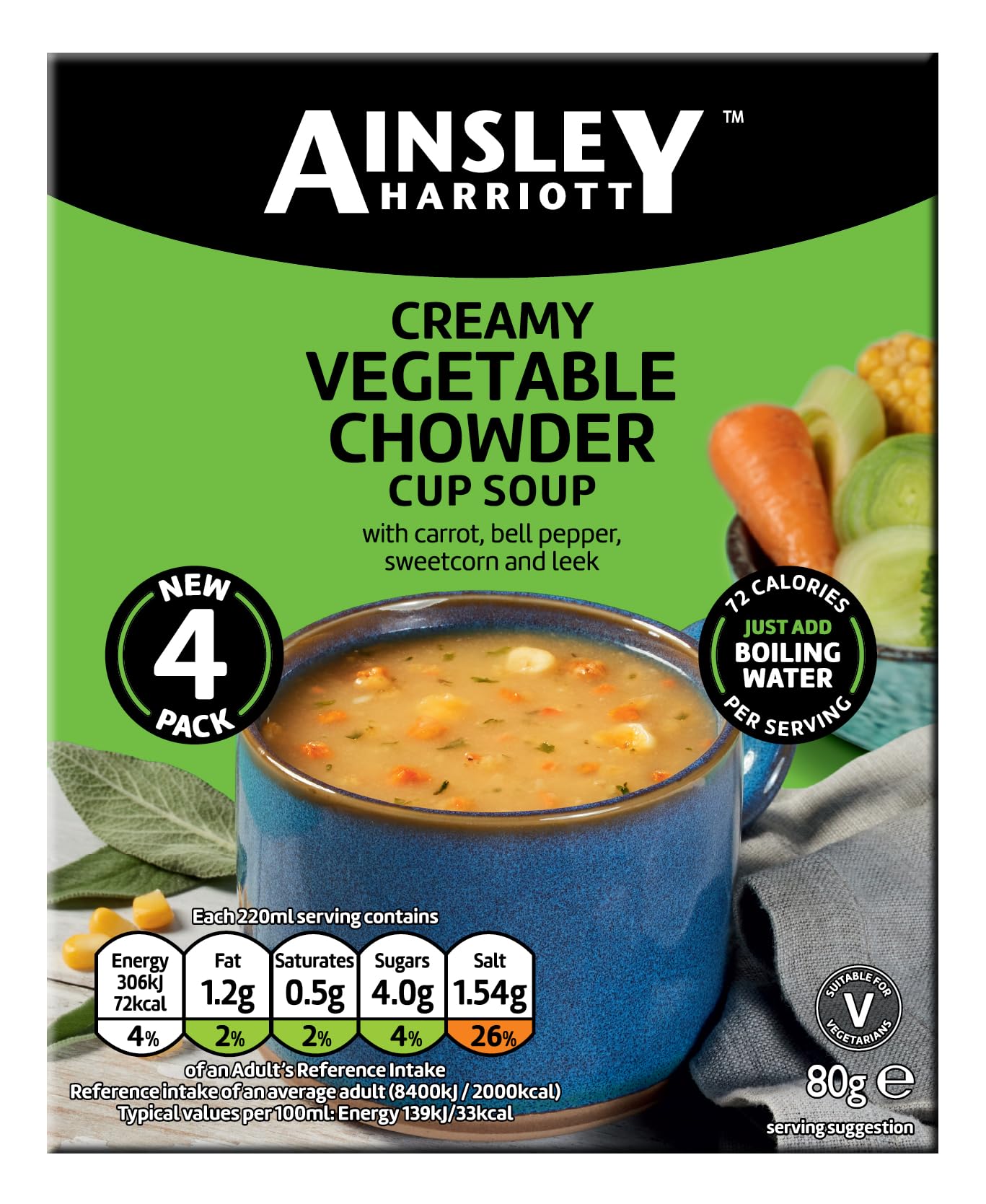 Ainsley Harriott Creamy Vegetable Chowder Soup Mix - 8 Sachets | 80g Per Sachet | Quick & Easy