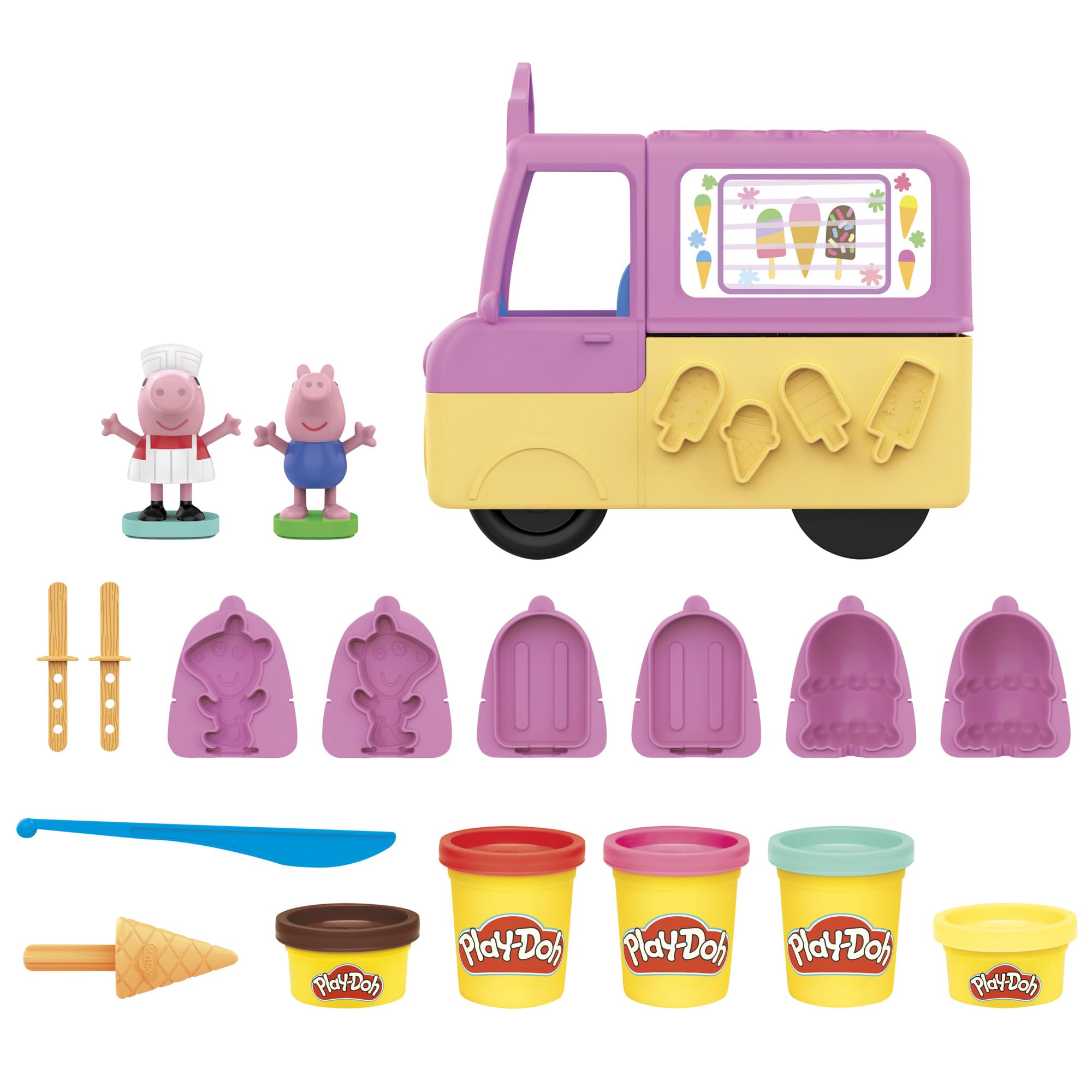 Play-Doh Peppa's Ice Cream Playset - Pretend Play Vehicle with Figures & 5 Colors for Toddlers