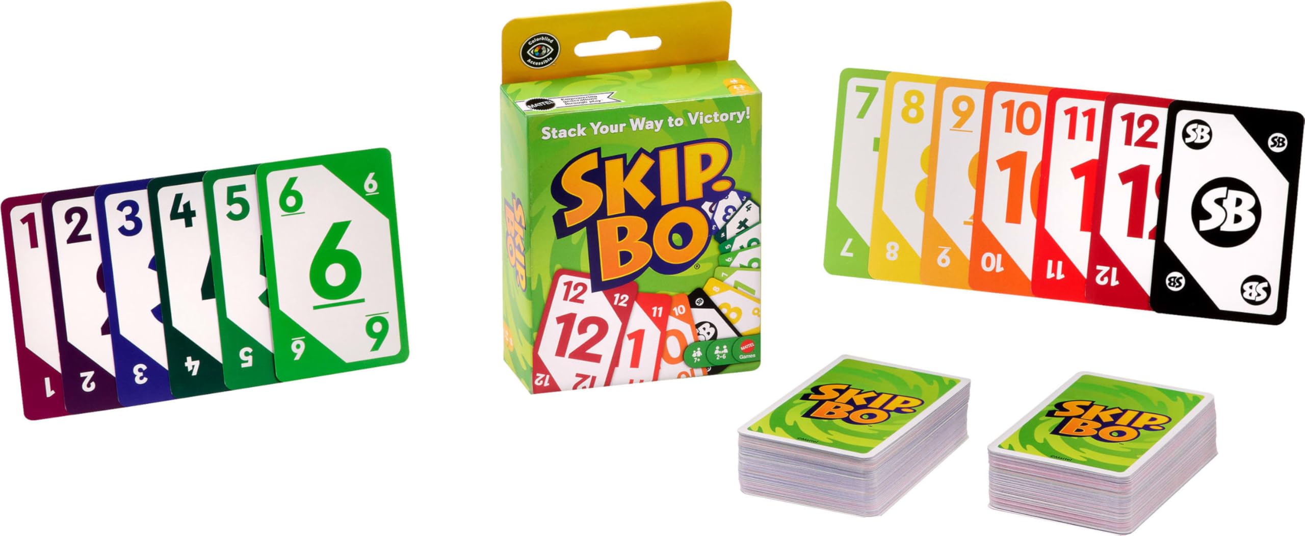 Juegos Mattel Skip-Bo Card Game - Family Strategy Game | 168 Cards | Ages 7+