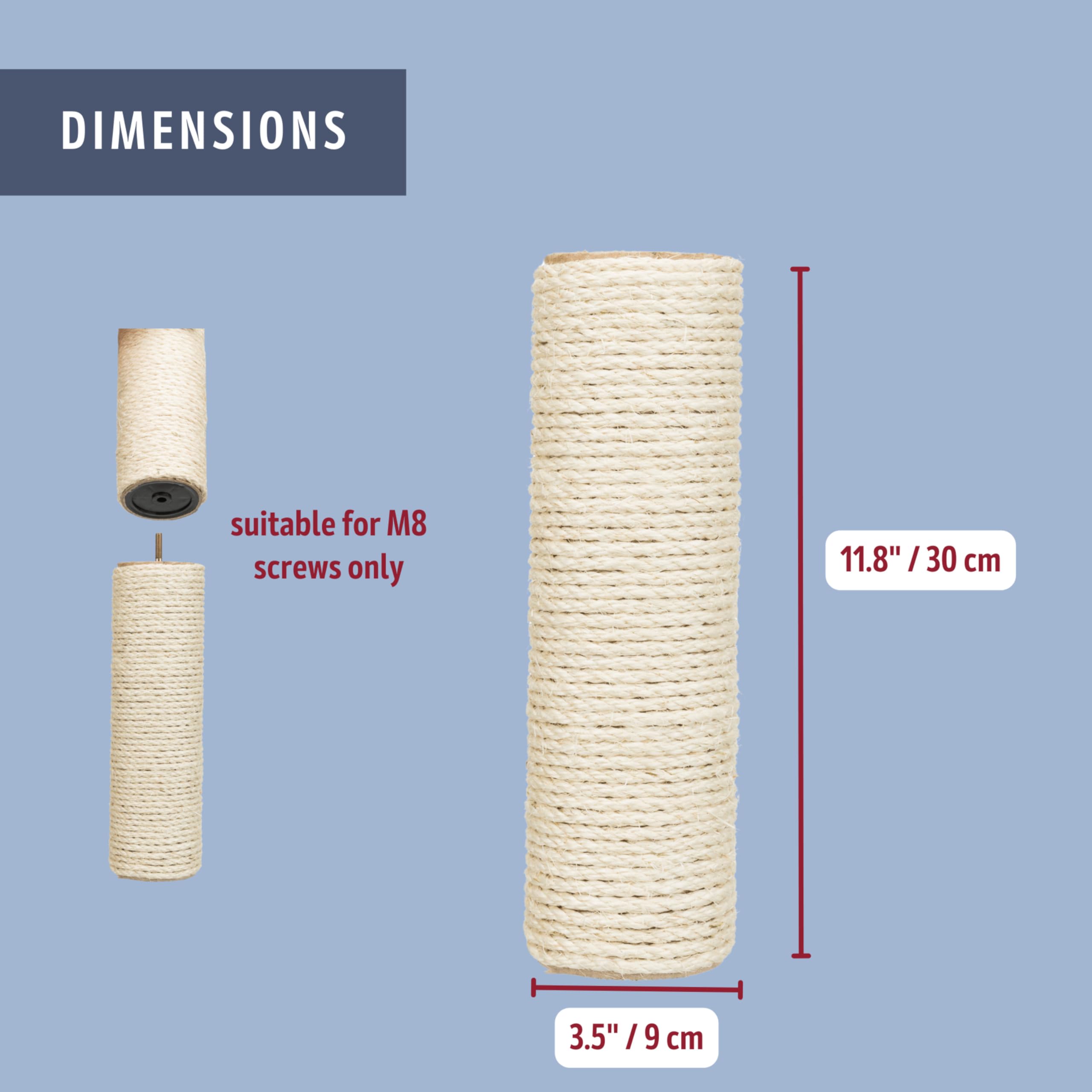 TRIXIE Spare Posts for Scratching Posts - 9/30 cm Sisal Replacement | Fits Most Cat Trees 6