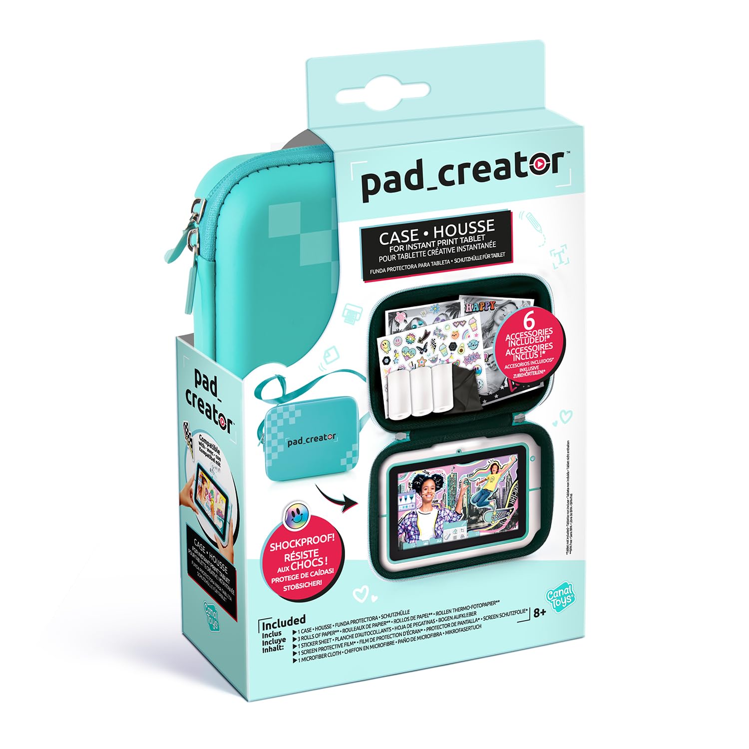Canal Toys Pad Creator Instant Print Tablet Case - Teal Protective Carry Case with Sticker Sheet & Refills 4