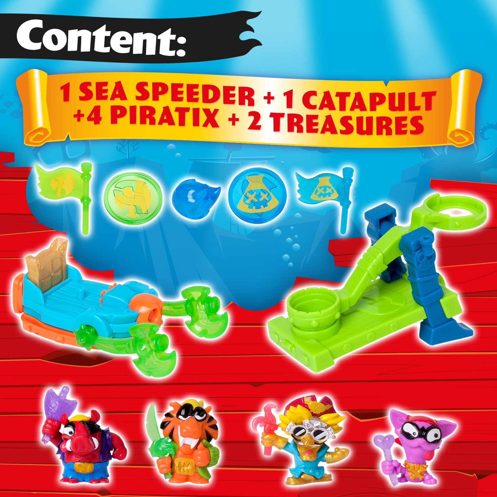 PIRATIX ADVENTURE WORLD Piratix Shark Treasure Series – Captain Pack Newton | Includes 4 Figures 2