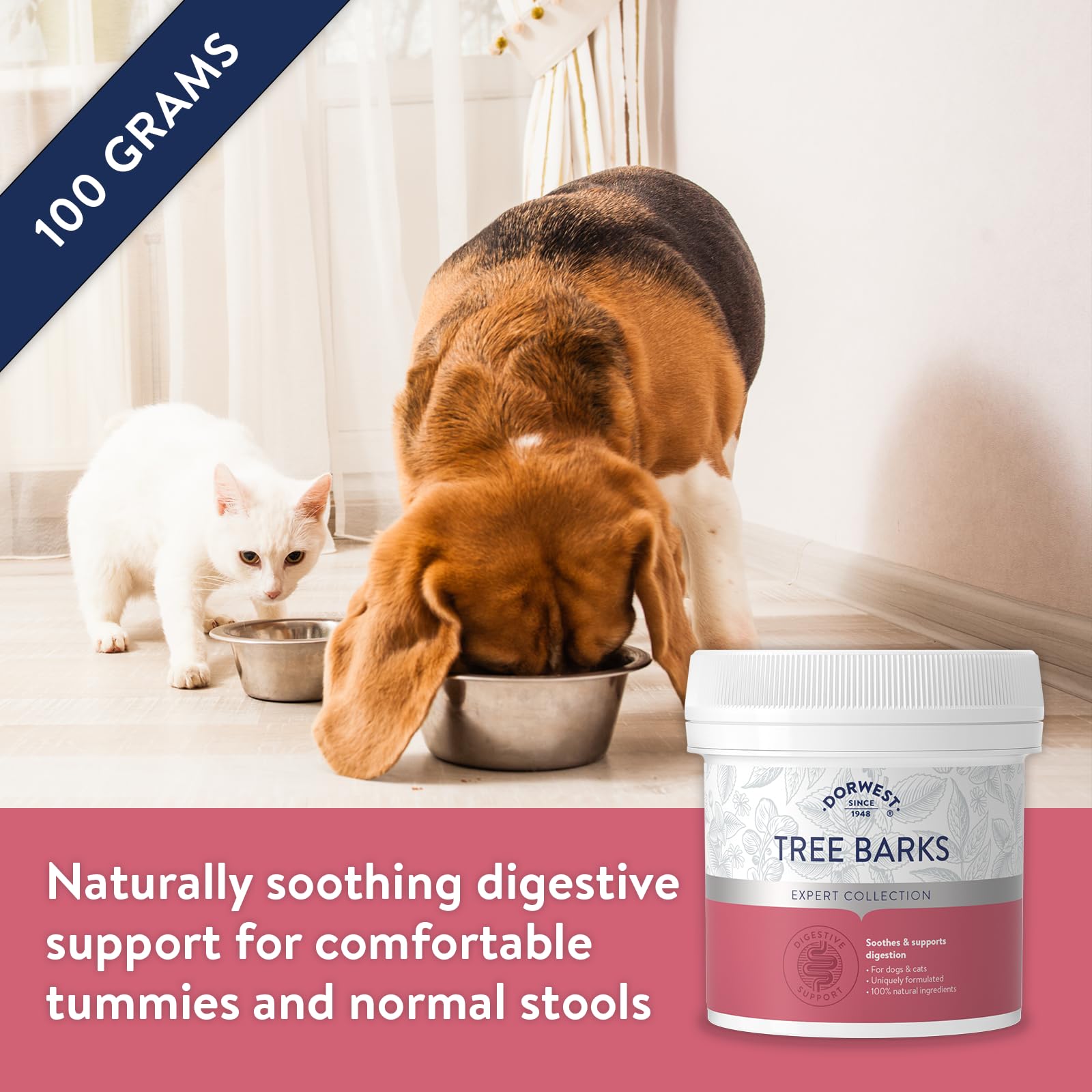 DORWEST HERBS Tree Barks Powder for Cats & Dogs - Digestive Soothing Support | 100g Powder