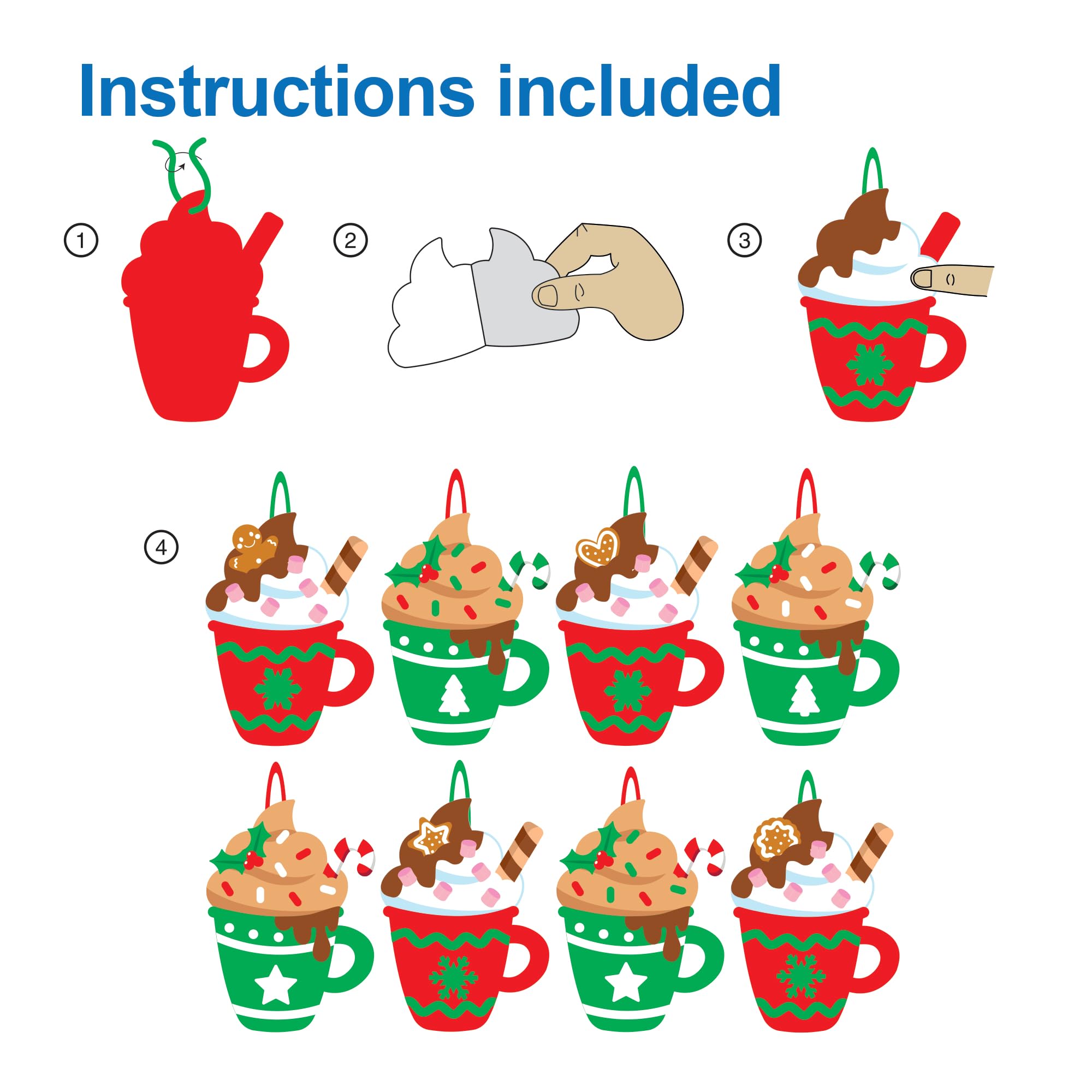 Baker Ross FN337 Hot Chocolate Christmas Mugs Decoration Kits - Pack of 8 3