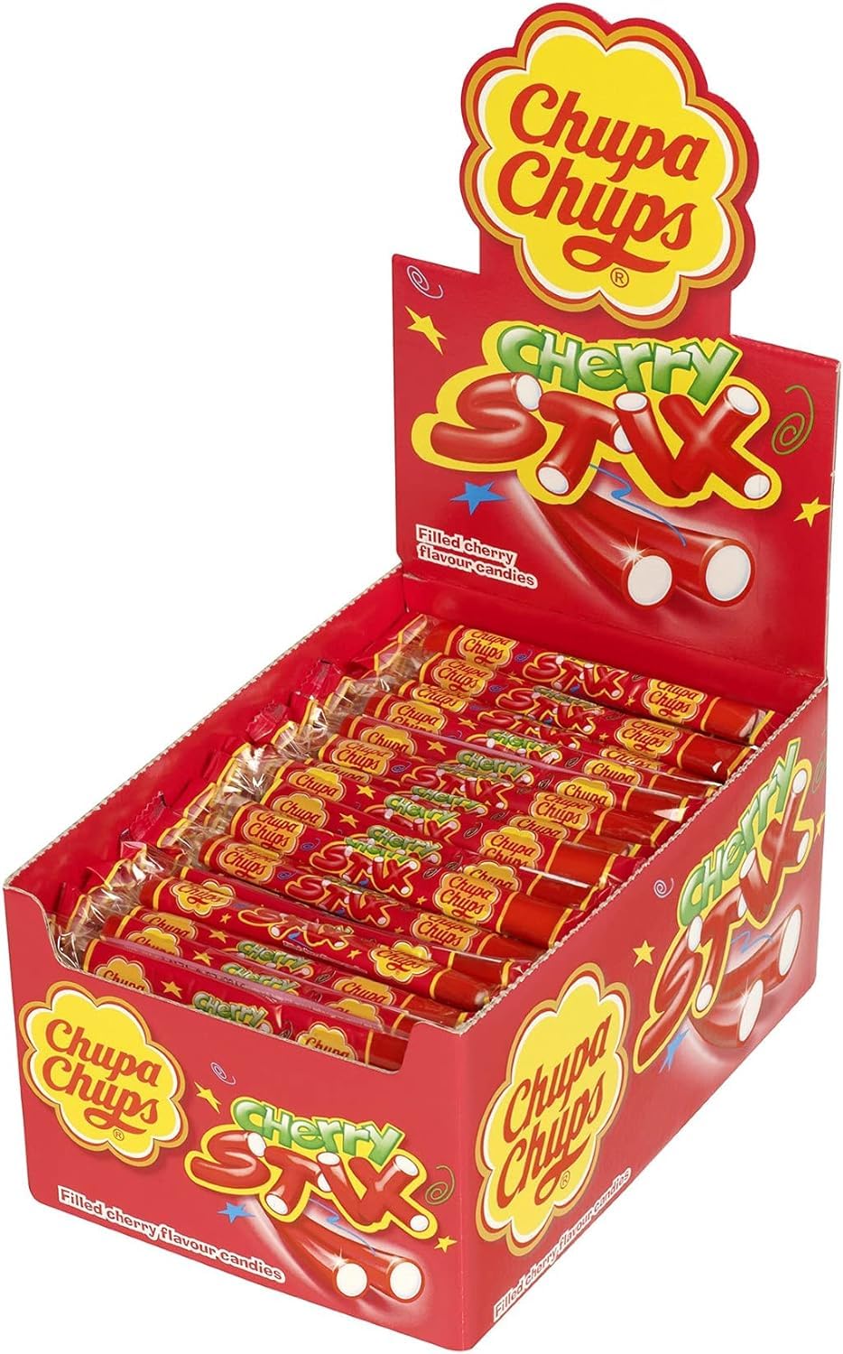 Chupa Chups Cherry Stix - Fondant Filled Chewy Sweets, 150 Pack