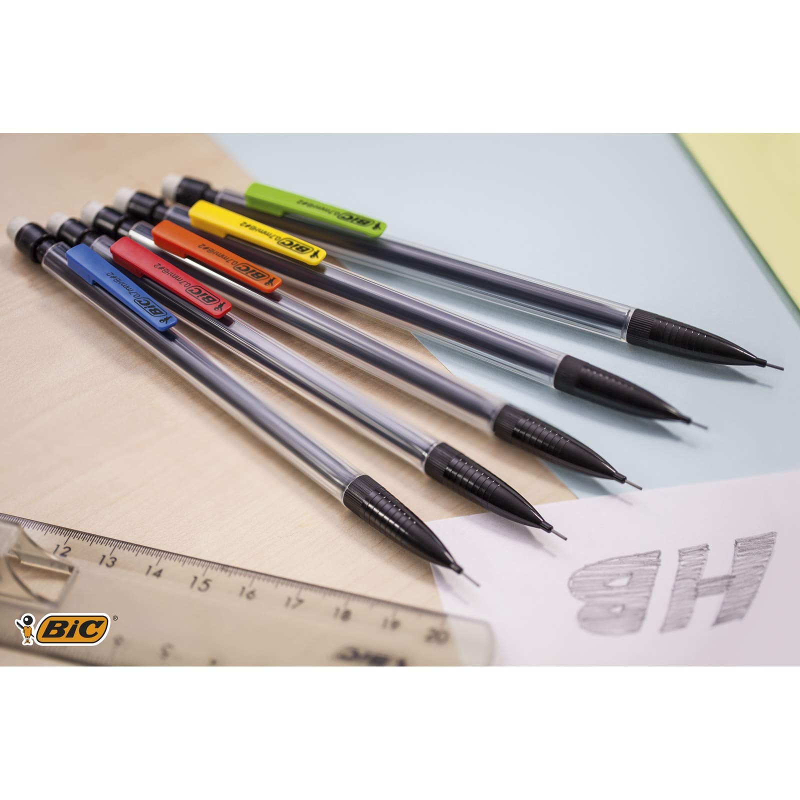 BIC Matic Original Mechanical Pencils - 0.7mm HB Lead, Pack of 12 | Includes Eraser & Refills