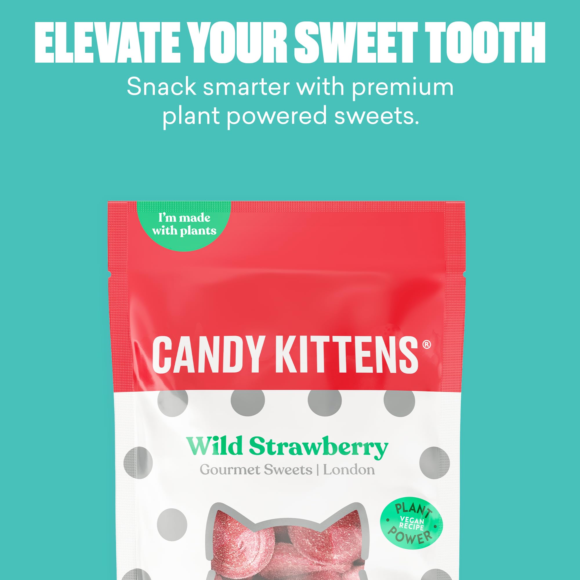 Candy Kittens Wild Strawberry Vegan Sweets – 140g Fizzy Treats with Real Fruit Juice, No Artificial Flavours