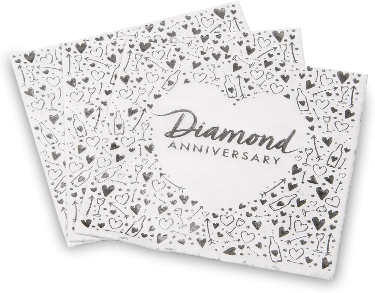 Creative Party Diamond Anniversary 3-Ply Foil Stamped Luncheon Napkin