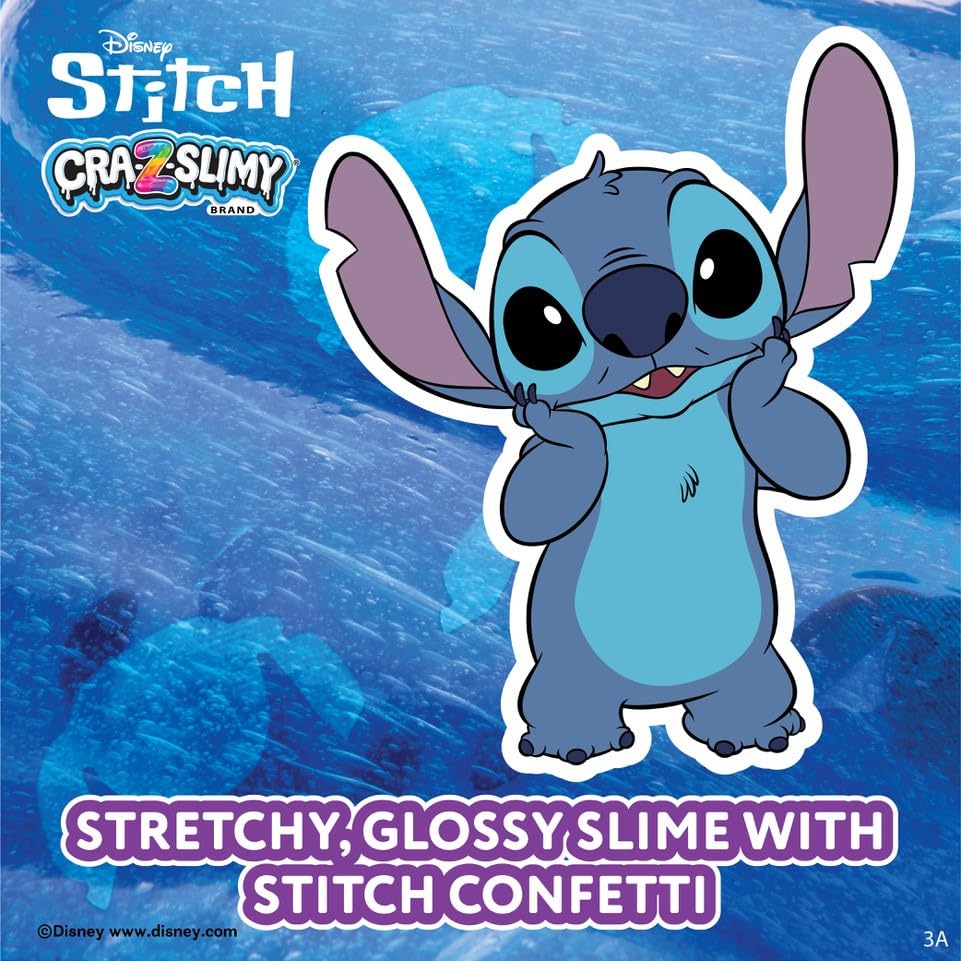 CRA-Z-Slimy Stitch Slime Toy - Glossy Stretchy Blue Slime with Stitch Confetti, Ages 6+ 4