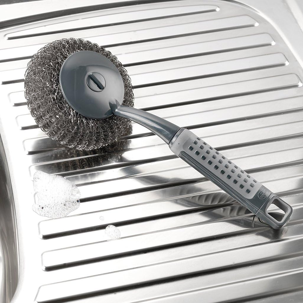 Addis ComfiGrip Long Handled Washing Up Scourer Scrub Brush - Metallic Graphite 3