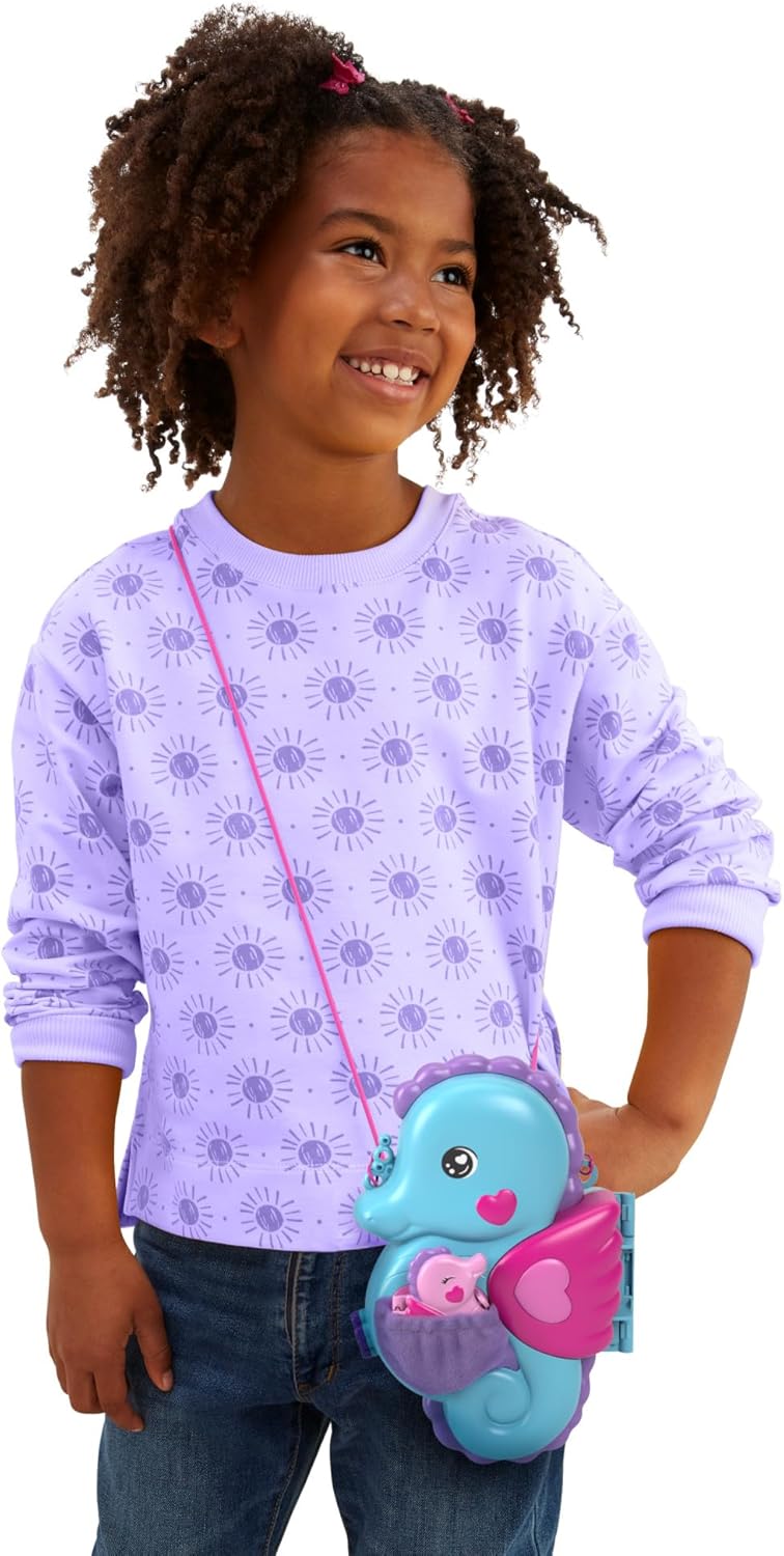 Polly Pocket 2-in-1 Daddy & Me Seahorse Playset with Dolls, Pets & 13 Accessories - Ages 4+