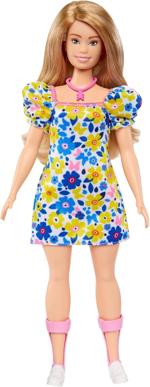 Barbie Fashionistas Doll #208 with Down Syndrome - Floral Dress & AFOs, Ages 3+
