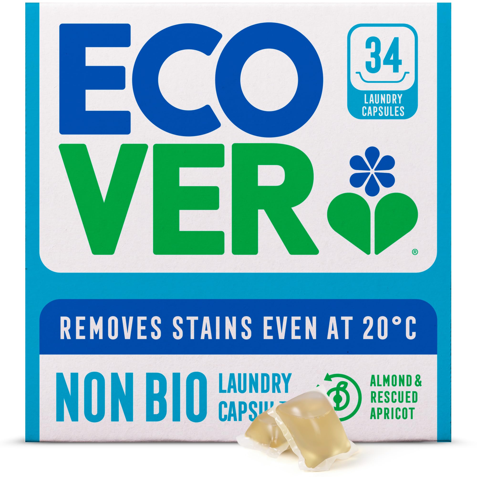 Ecover Non-Bio Washing Capsules - Laundry Detergent Tablets for Sensitive Skin