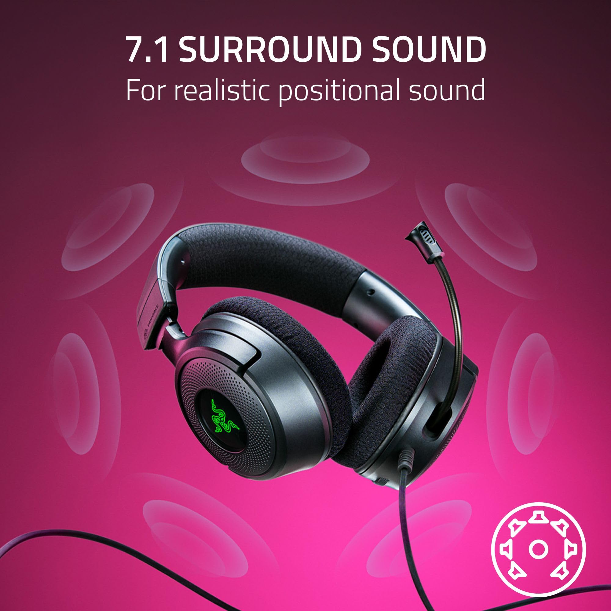 Razer Kraken V4 X Wired PC Gaming Headset - 7.1 Surround Sound | HyperClear Mic | Chroma RGB 4