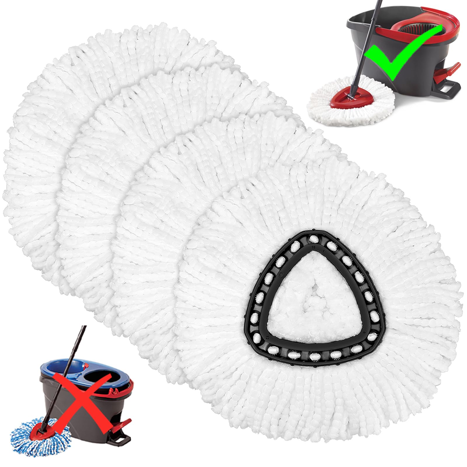 Tidy Monster - 4 Pack Microfiber Mop Head Replacement for Vileda EasyWring 1-Tank Spin Mop