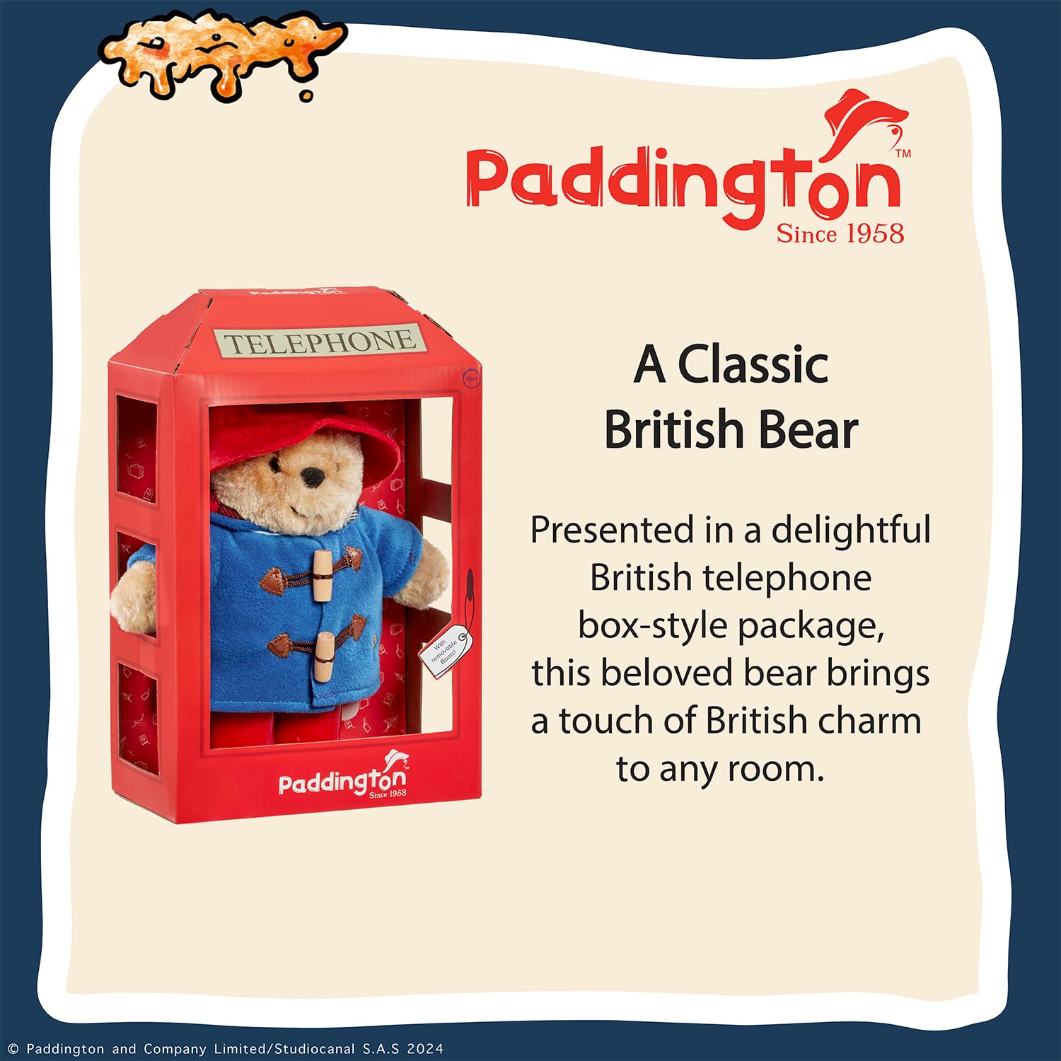 Rainbow Designs Paddington Bear Soft Toy in British Phone Box - Plush Teddy
