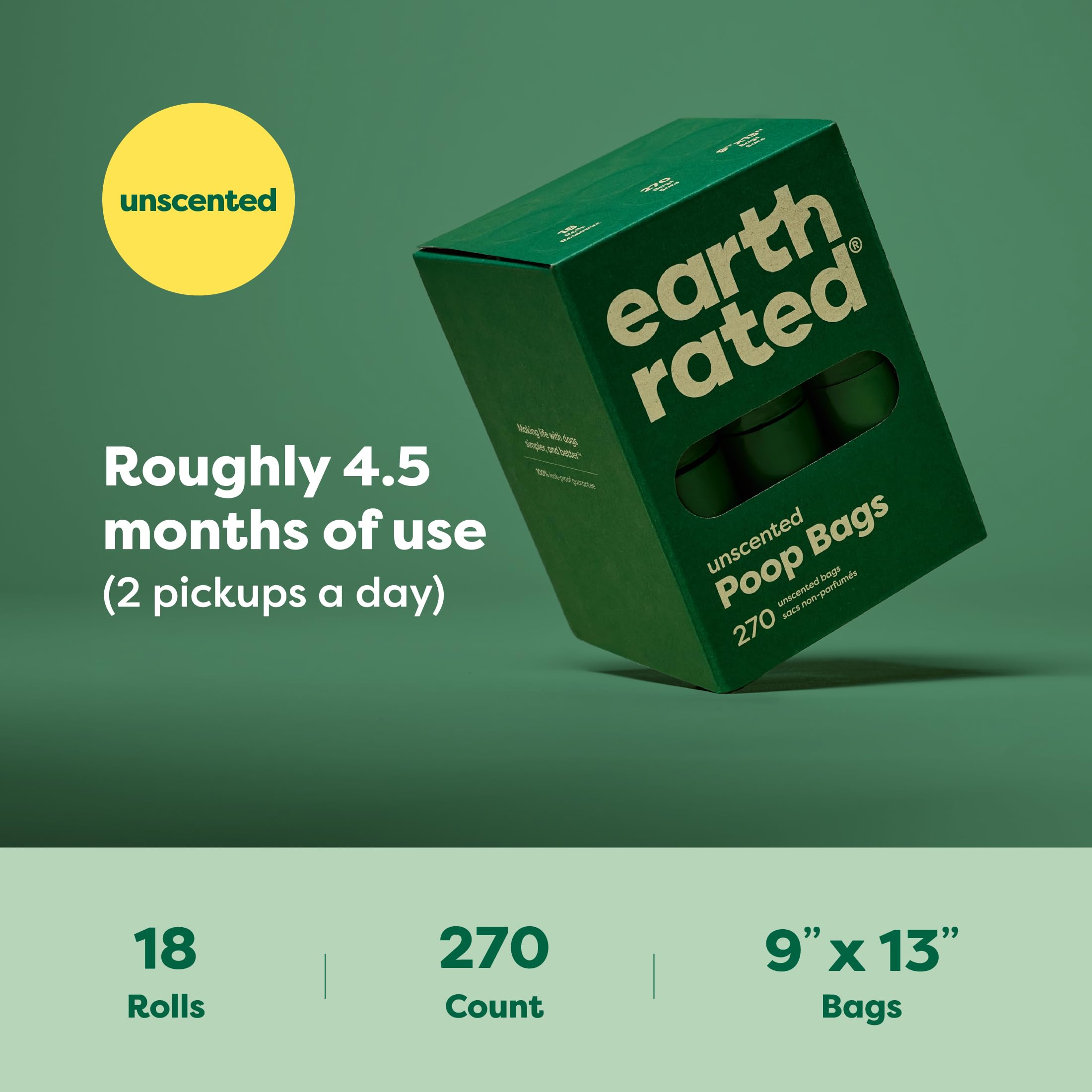 Earth Rated Dog Poo Bags - Guaranteed Leak Proof Refill Rolls | Unscented | 270 Count 6